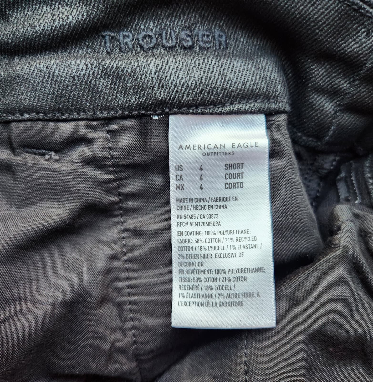 American Eagle Stretch High-Waist Wide-Leg Coated Black Trouser Jean 4 Short - Thumbnail 10