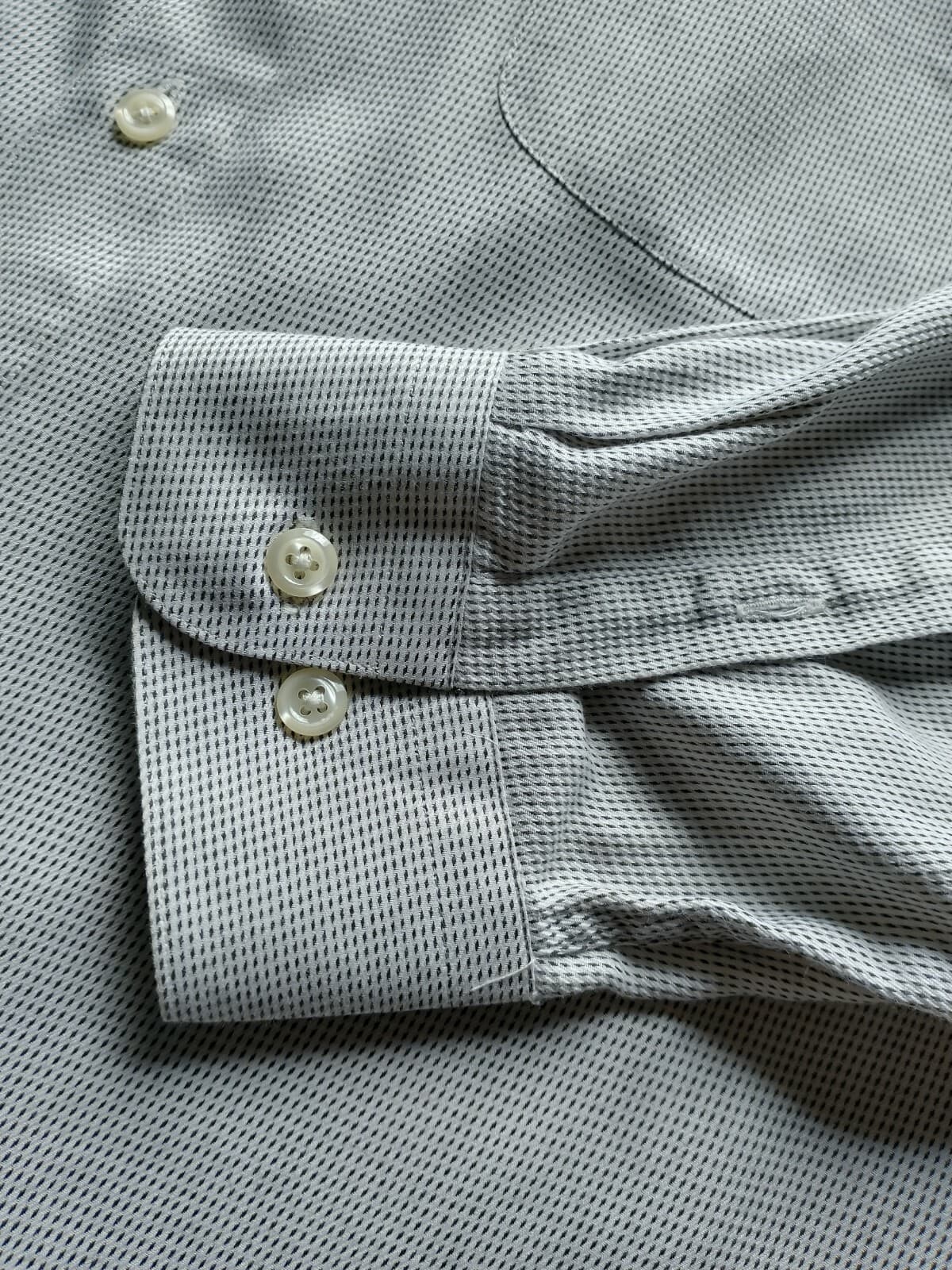 VALENTINO UOMO Men Cotton Shirt Long Sleeve Button Down Gray with Pattern Sz.36 - Thumbnail 5