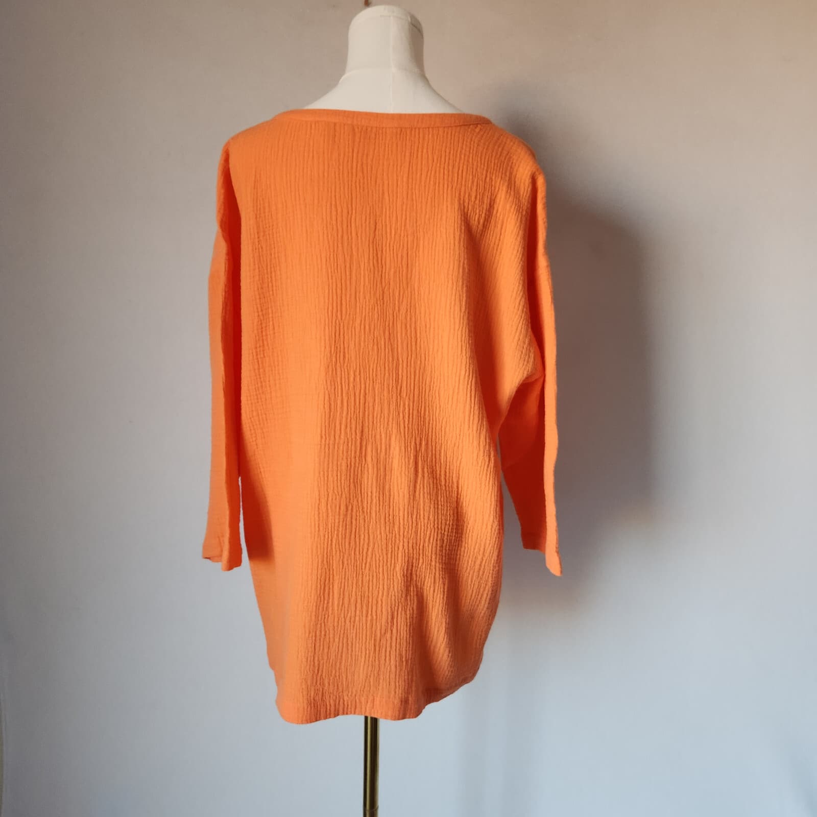 NWoT Soft Surroundings Araze Gauze Popover Top 3/4 Sleeve Pocket Cotton Orange L - Thumbnail 7