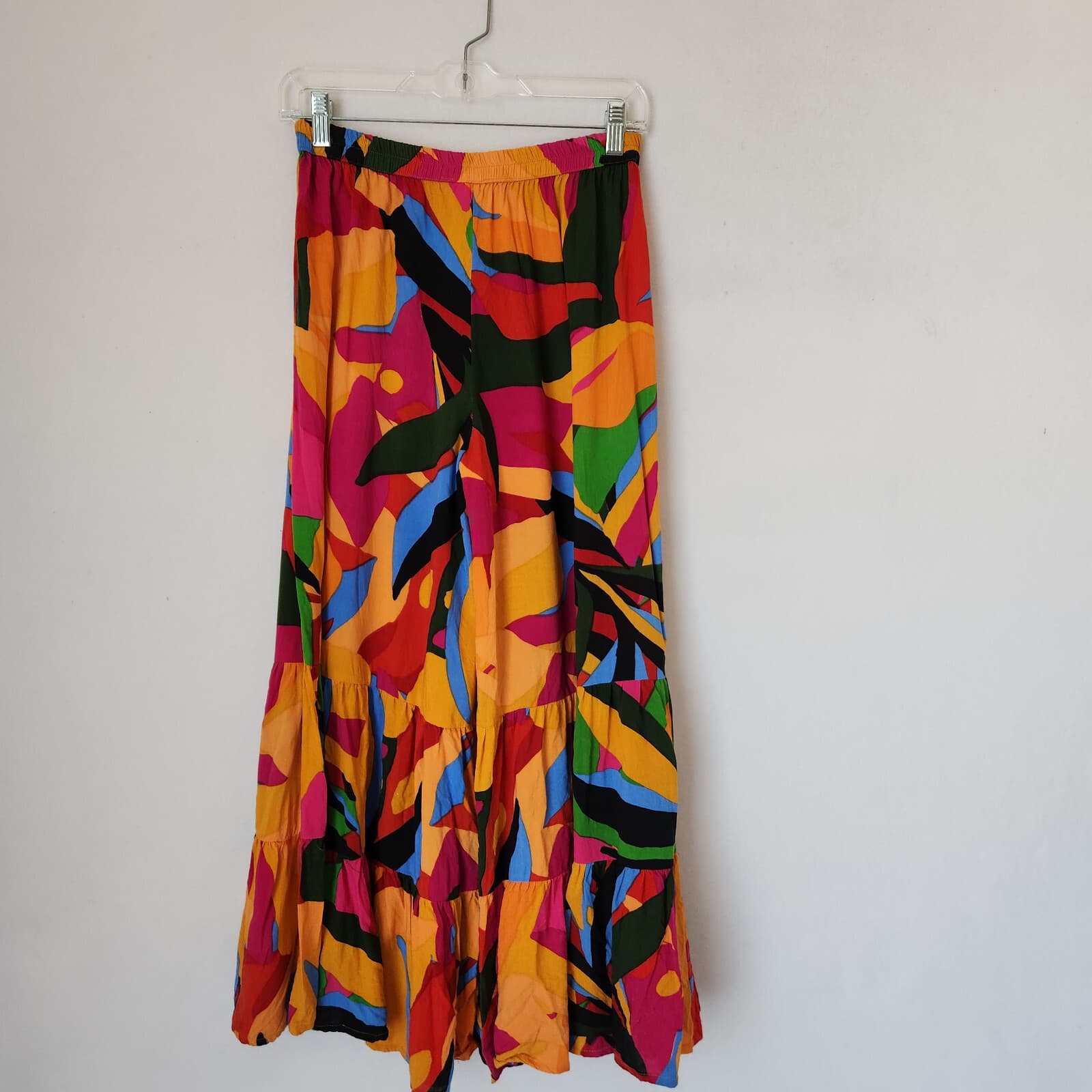 True Destinations Resort Wear Beach Tiered Flare-Leg Pants Pull-On Multicolor L - Thumbnail 4