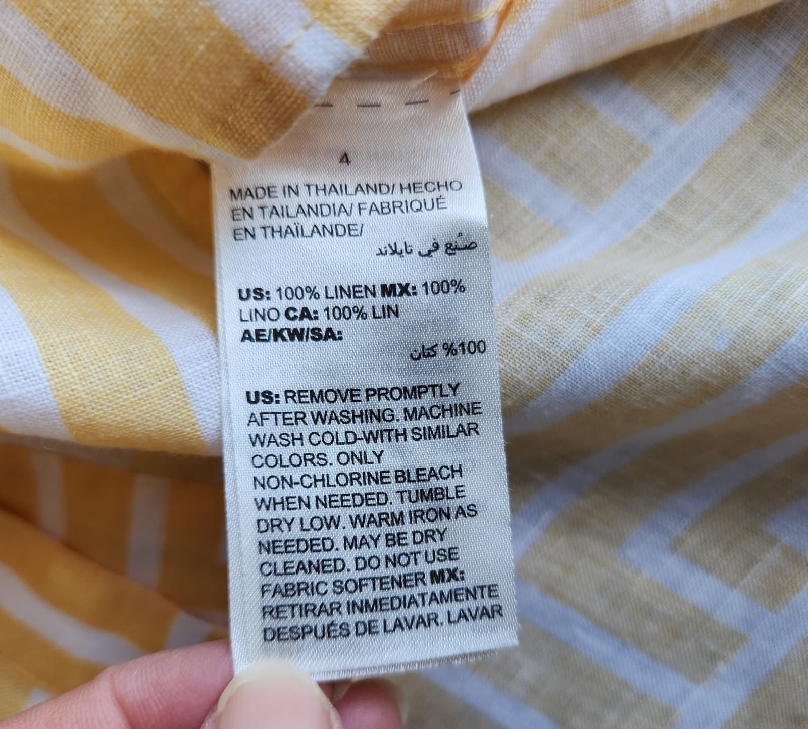 Chico's Non Iron Linen Maze Printed Button-Up Tunic Shirt 3/4 Sleeve Yellow Sz.4 - Thumbnail 7