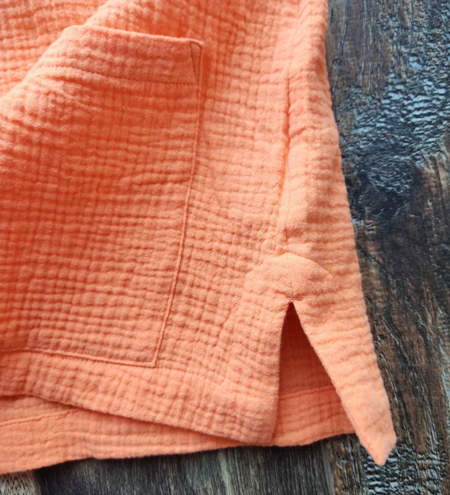 NWoT Soft Surroundings Araze Gauze Popover Top 3/4 Sleeve Pocket Cotton Orange L - Thumbnail 8
