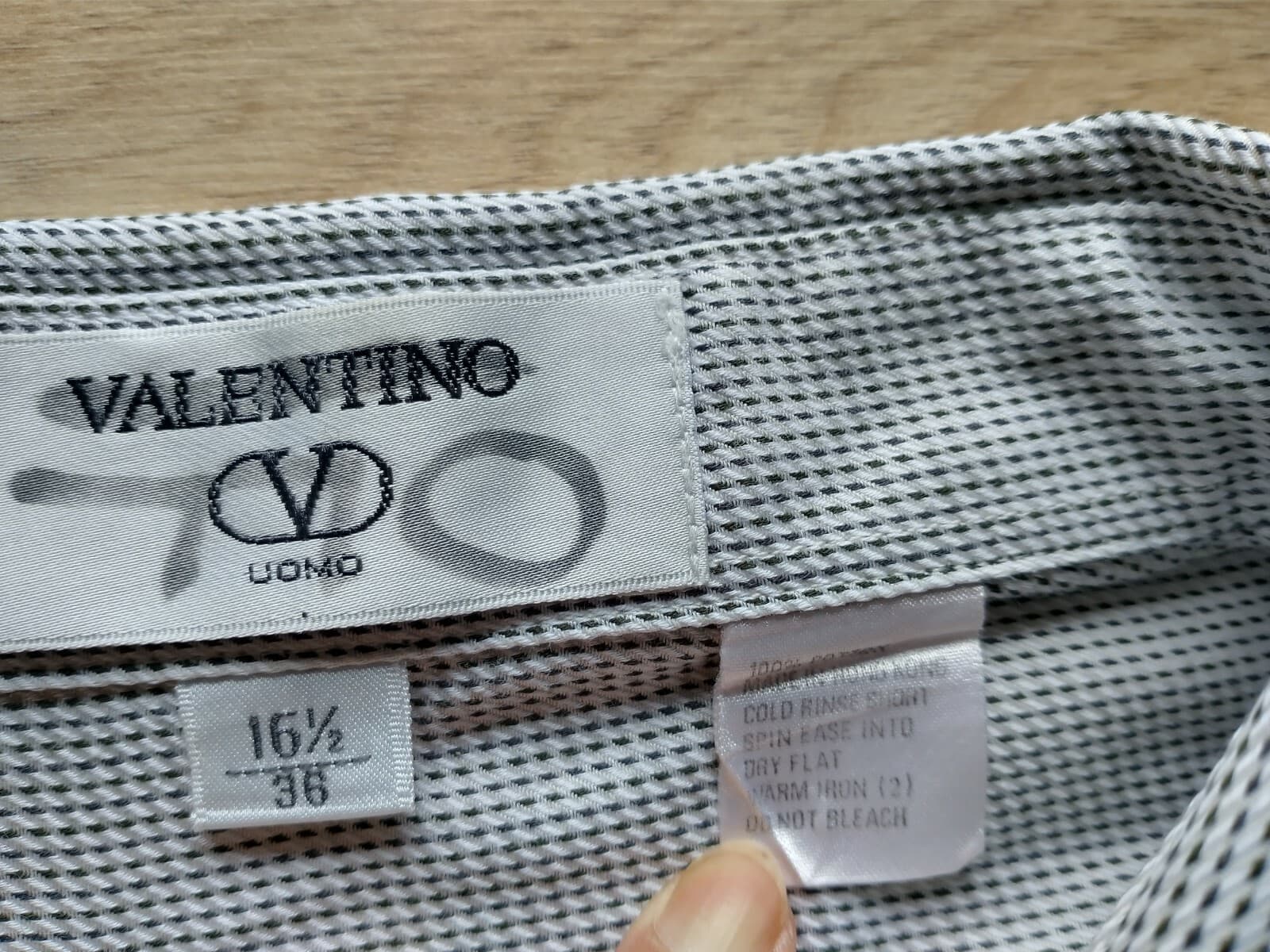 VALENTINO UOMO Men Cotton Shirt Long Sleeve Button Down Gray with Pattern Sz.36 - Thumbnail 4