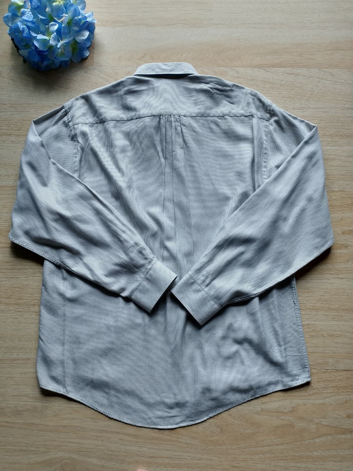 VALENTINO UOMO Men Cotton Shirt Long Sleeve Button Down Gray with Pattern Sz.36 - Thumbnail 6