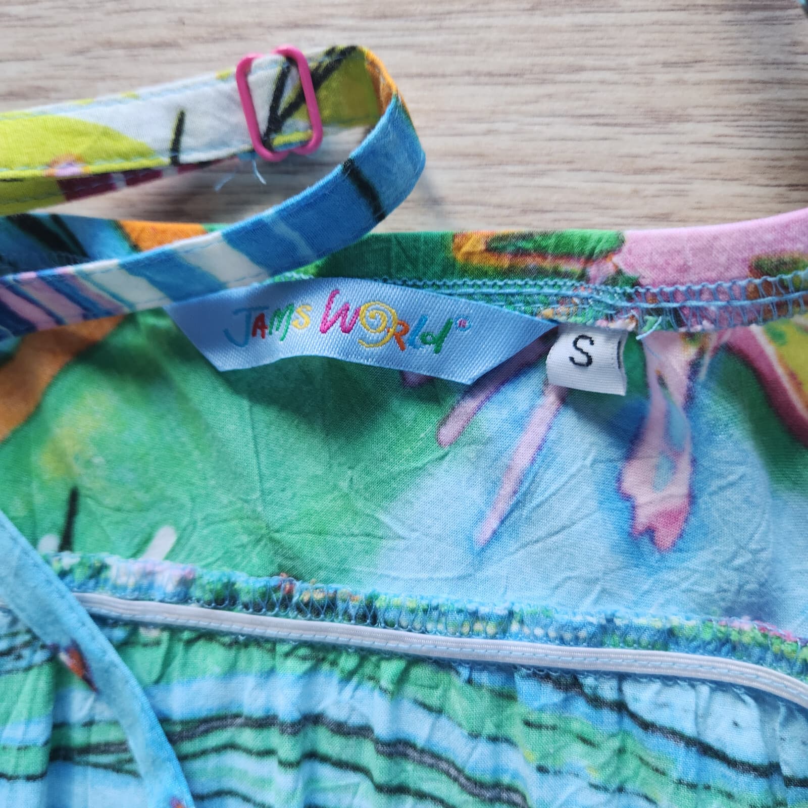 Jams World Hawaiian Mini Sun Dress Straps Sleeveless Rayon Ocean Villa Sz.S - Thumbnail 6