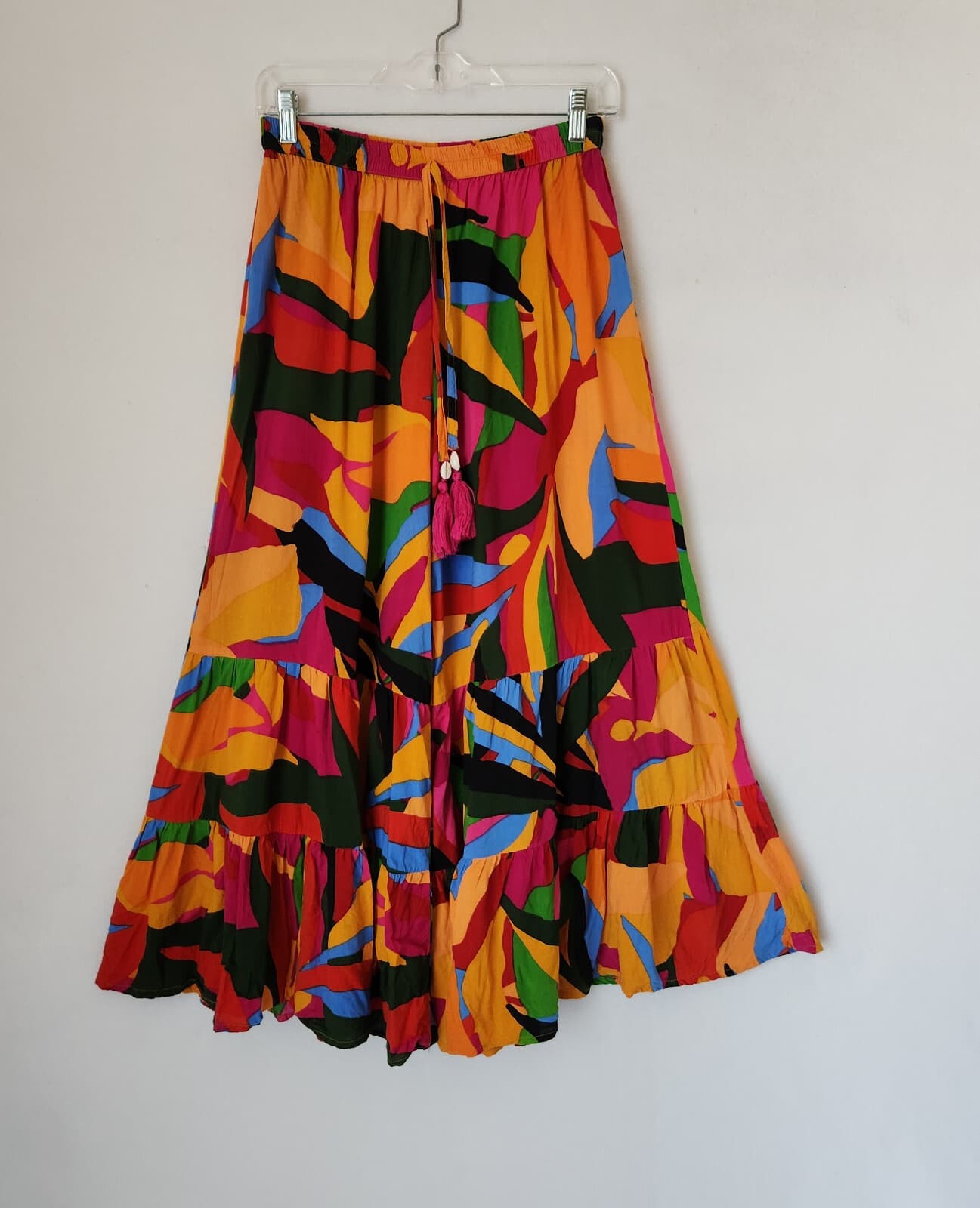 True Destinations Resort Wear Beach Tiered Flare-Leg Pants Pull-On Multicolor L