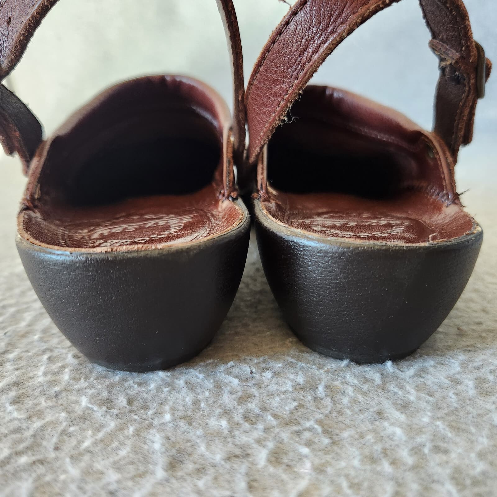 EUC Easy Spirit Contoured Leather Mule Adjustable Sling-Back Brown Womens US7N - Thumbnail 9