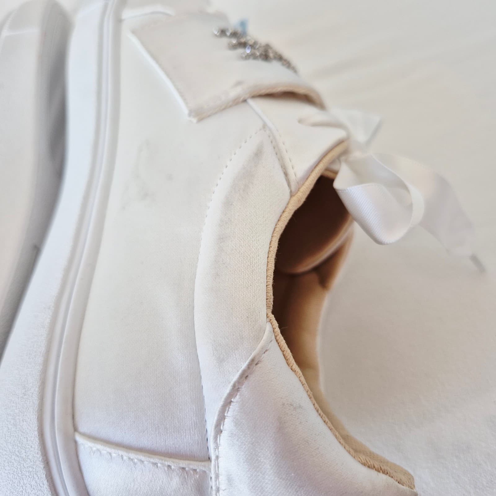 Betsey Johnson Women's 7.5 Liana Rhinestone Bride Sneakers White Satin Fabric - Thumbnail 15