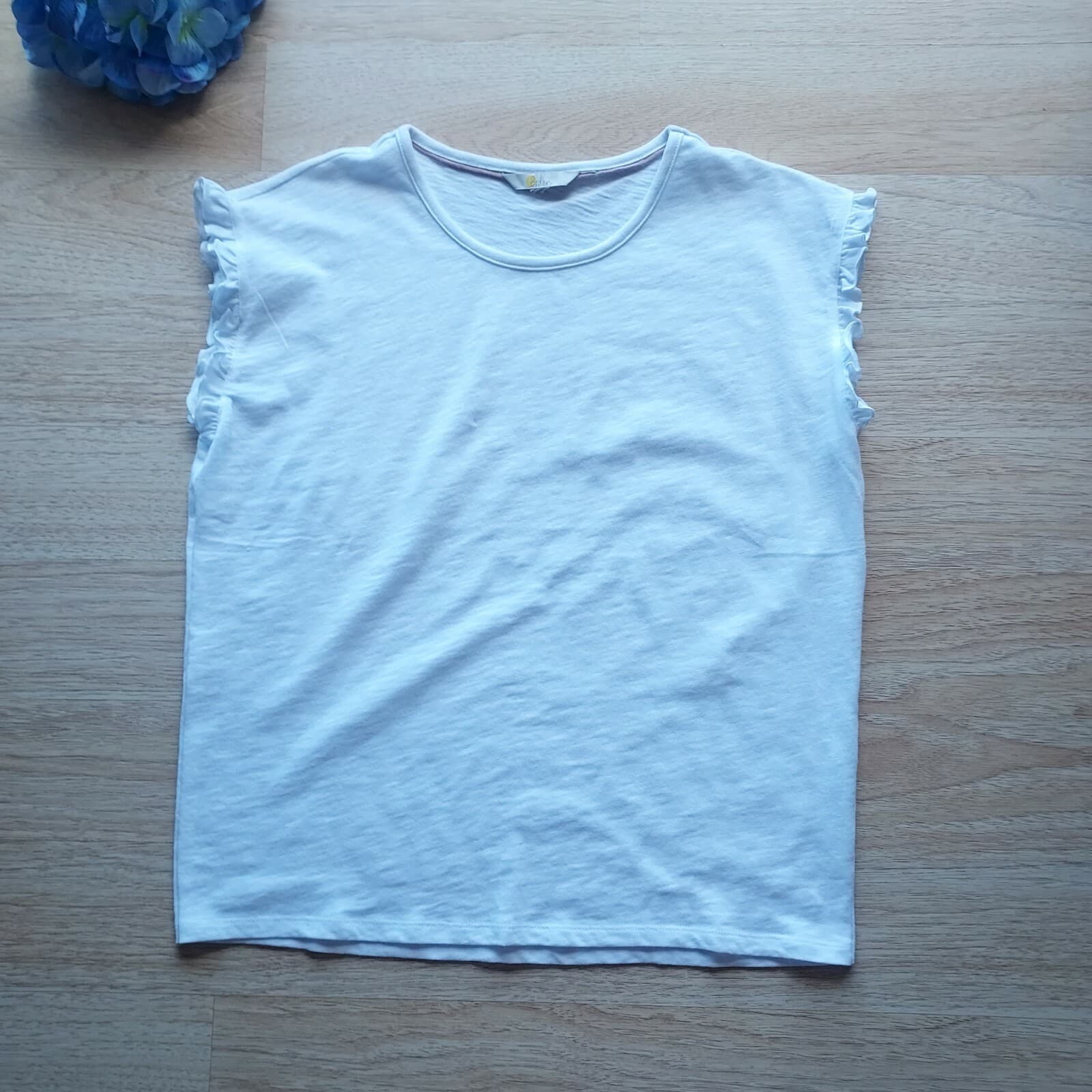Boden Faye Ruffle Sleeve Jersey Tank Top Sleeveless Crew Neck White Chest 42" - Thumbnail 6