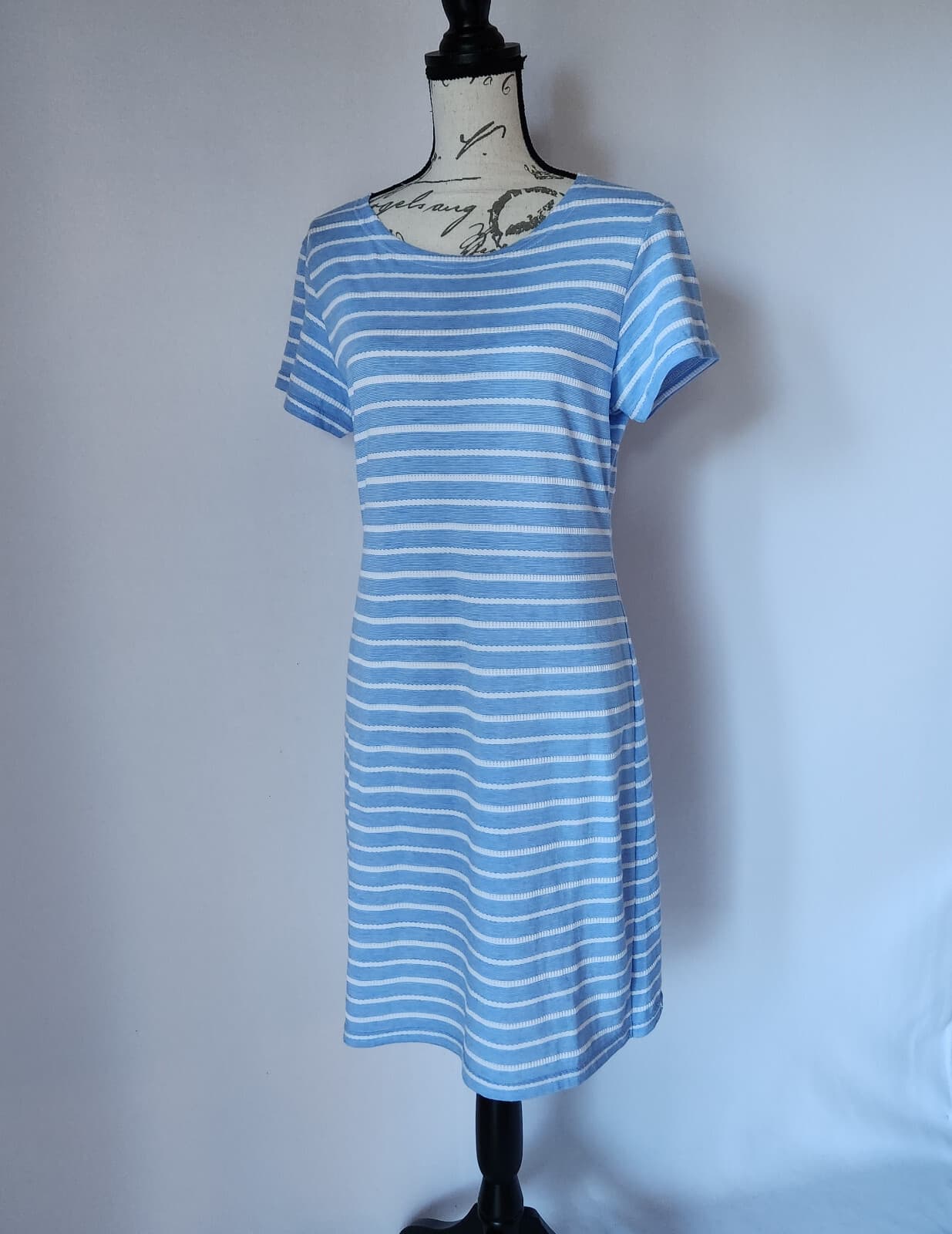 STS Sail to Sable Stripe Tunic Shift Dress Short Sleeve Blue White Women Sz.L - Thumbnail 2