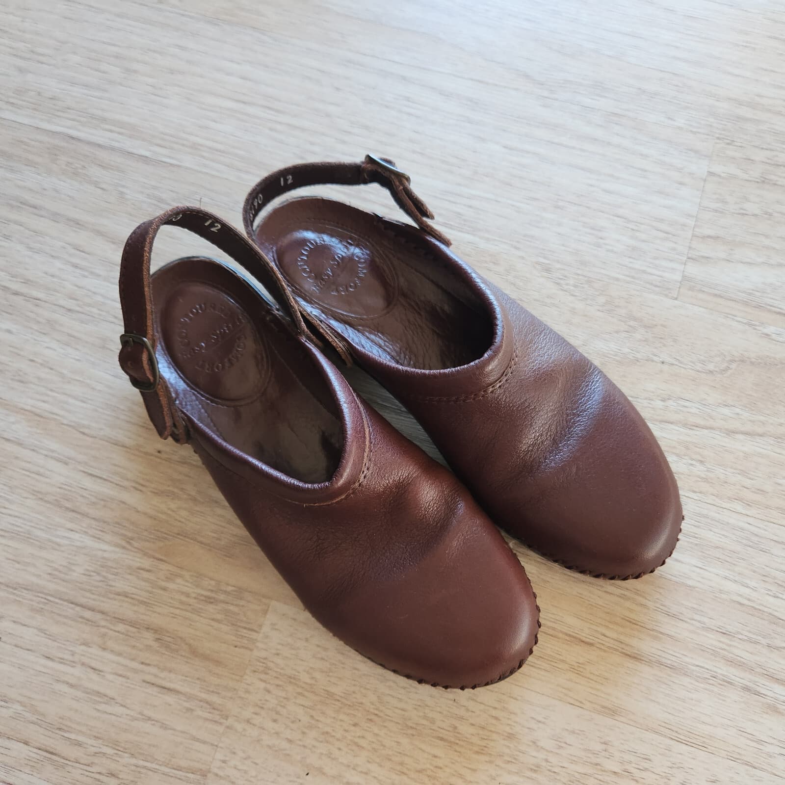 EUC Easy Spirit Contoured Leather Mule Adjustable Sling-Back Brown Womens US7N - Thumbnail 2