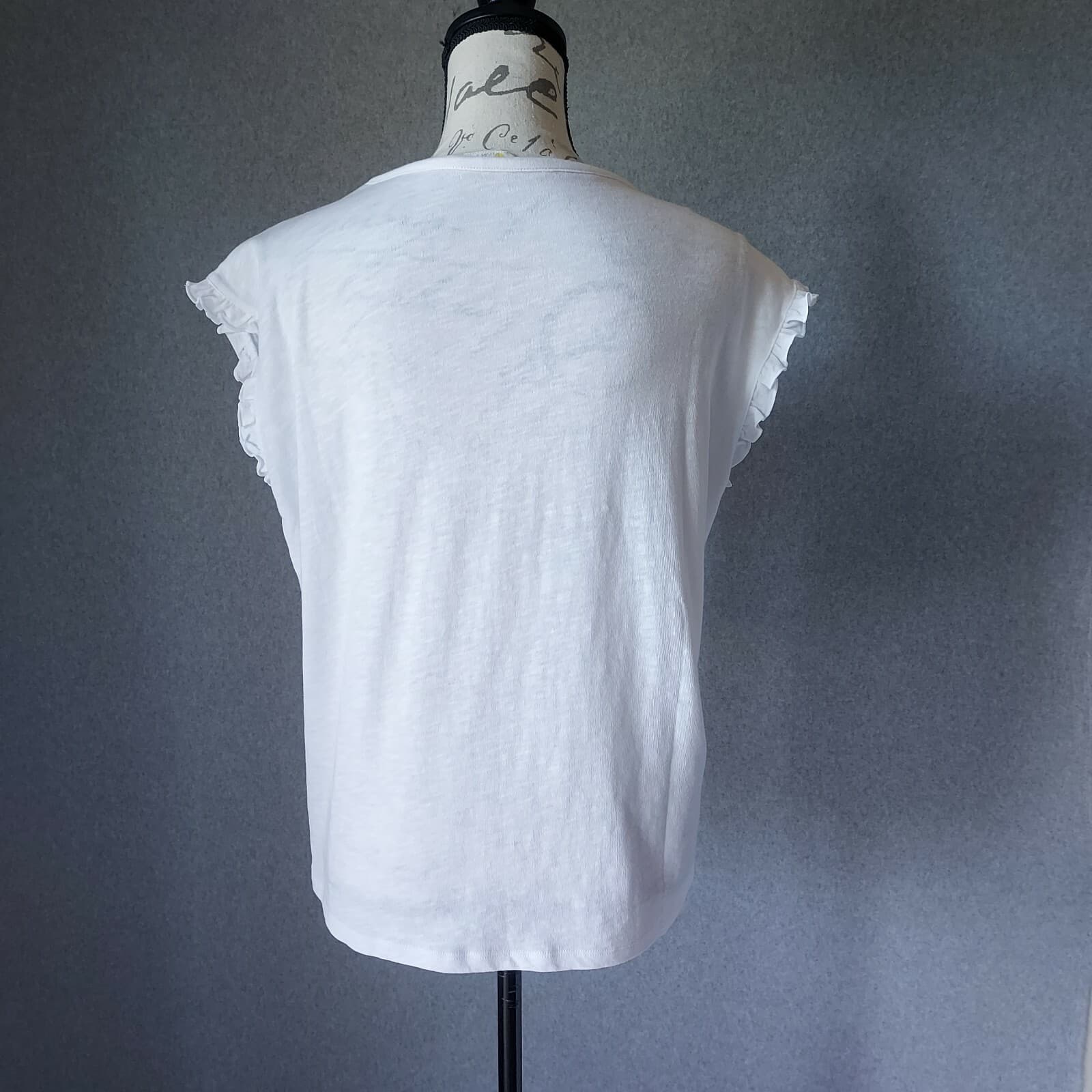 Boden Faye Ruffle Sleeve Jersey Tank Top Sleeveless Crew Neck White Chest 42" - Thumbnail 5