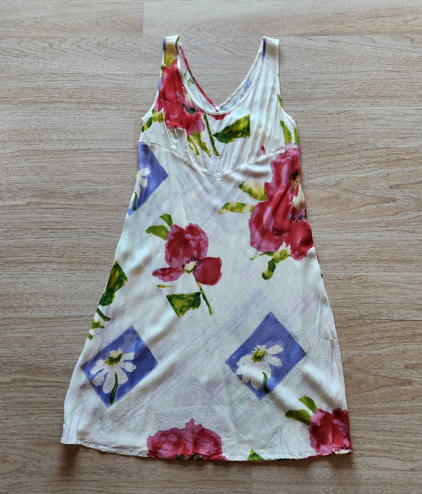 Jams World x Hula Moon Window Flower Hawaiian Dress V-Neck Sleeveless Rayon Sz.L - Thumbnail 5