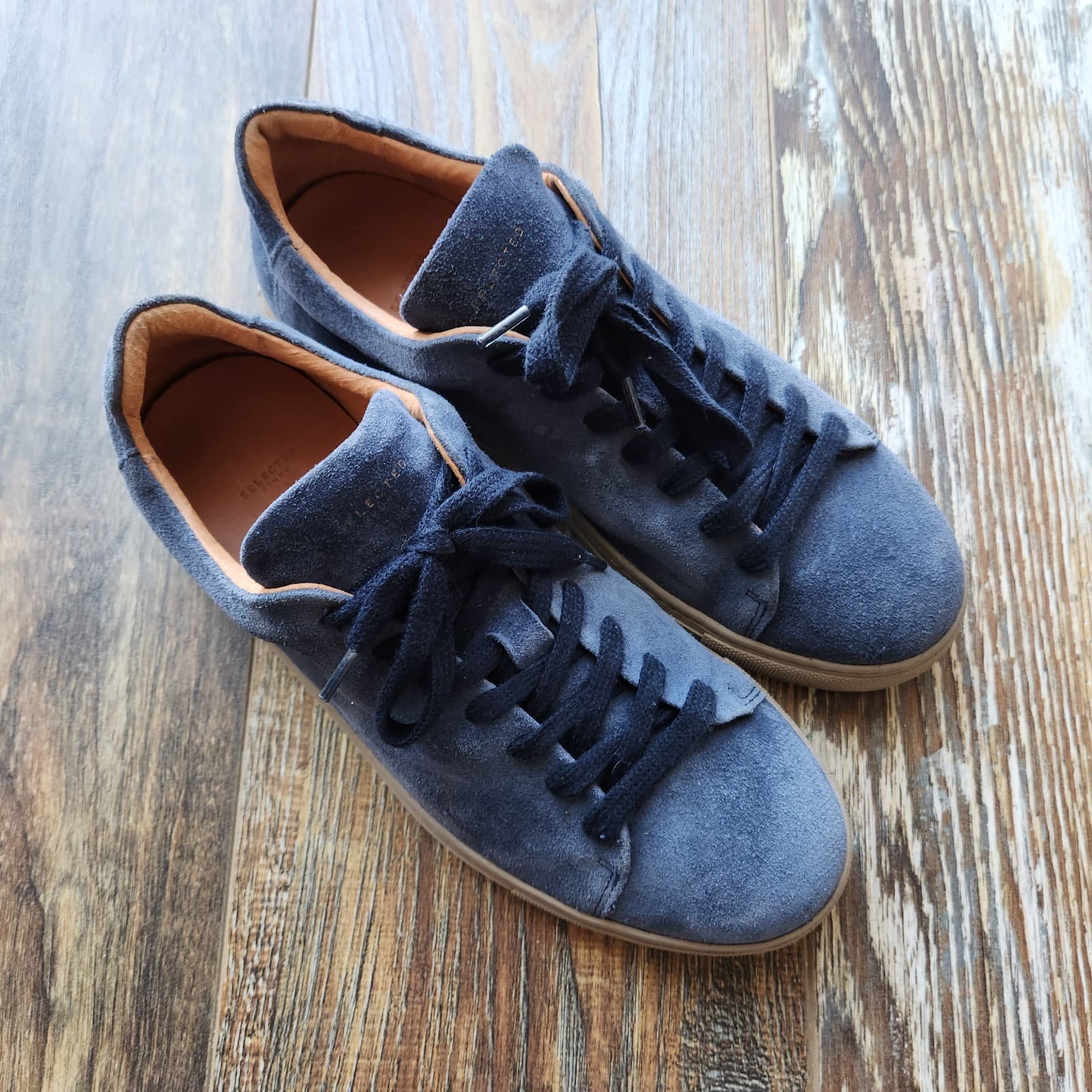 Selected Homme David Suede Low Top Trainer Sneakers Lace Up Blue Men's EU42 US9 - Thumbnail 2