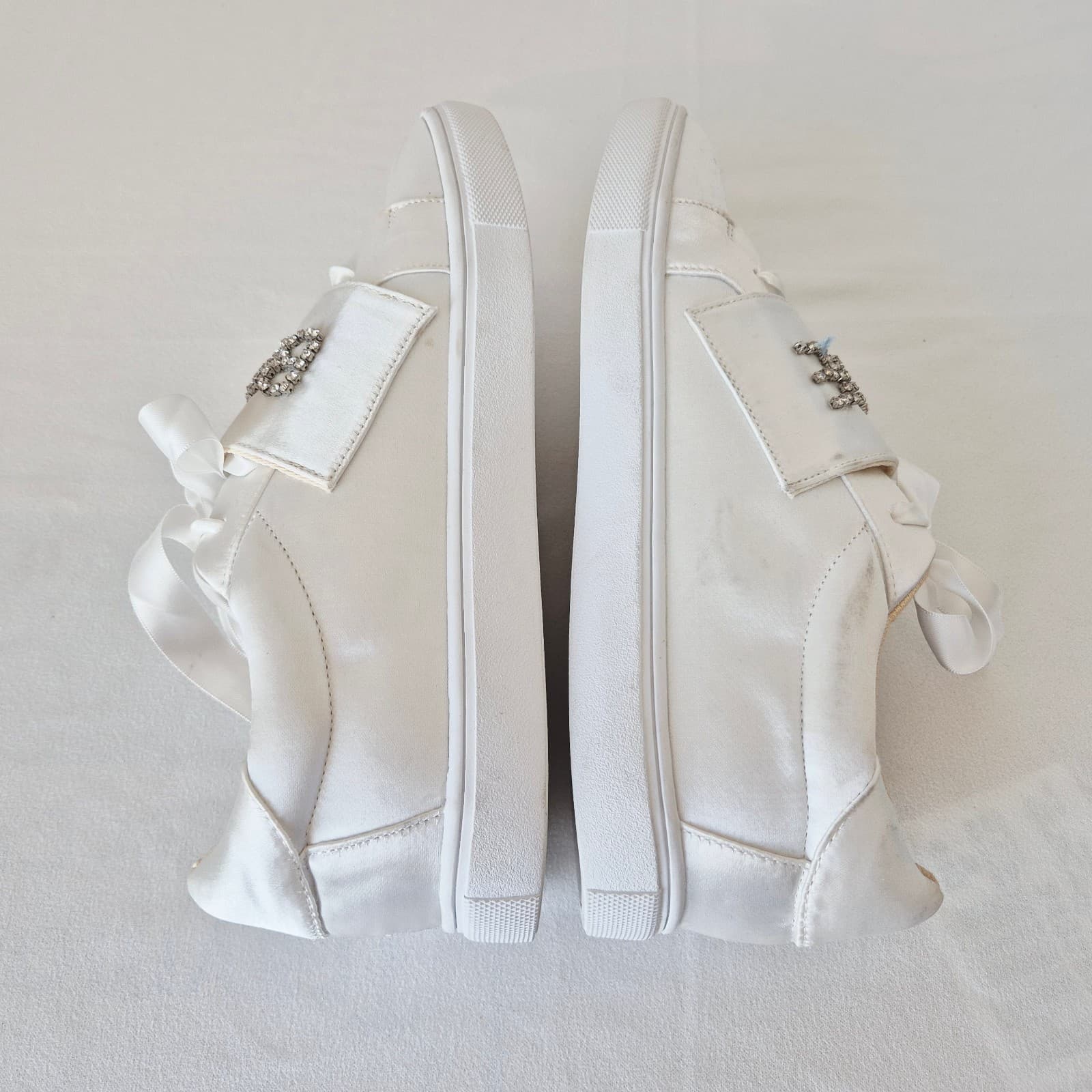 Betsey Johnson Women's 7.5 Liana Rhinestone Bride Sneakers White Satin Fabric - Thumbnail 7