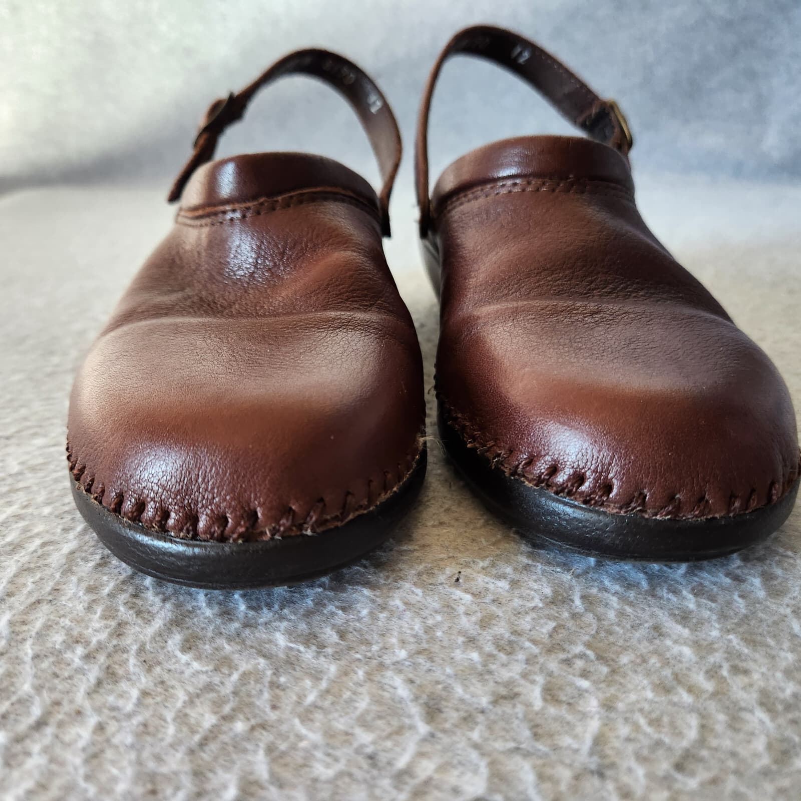 EUC Easy Spirit Contoured Leather Mule Adjustable Sling-Back Brown Womens US7N - Thumbnail 7