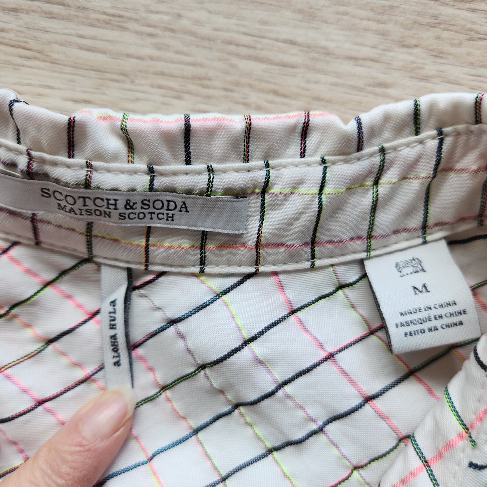 Scotch & Soda Maison Scotch Aloha Hula Check Tunic Shirt Button-Up White Women M - Thumbnail 6