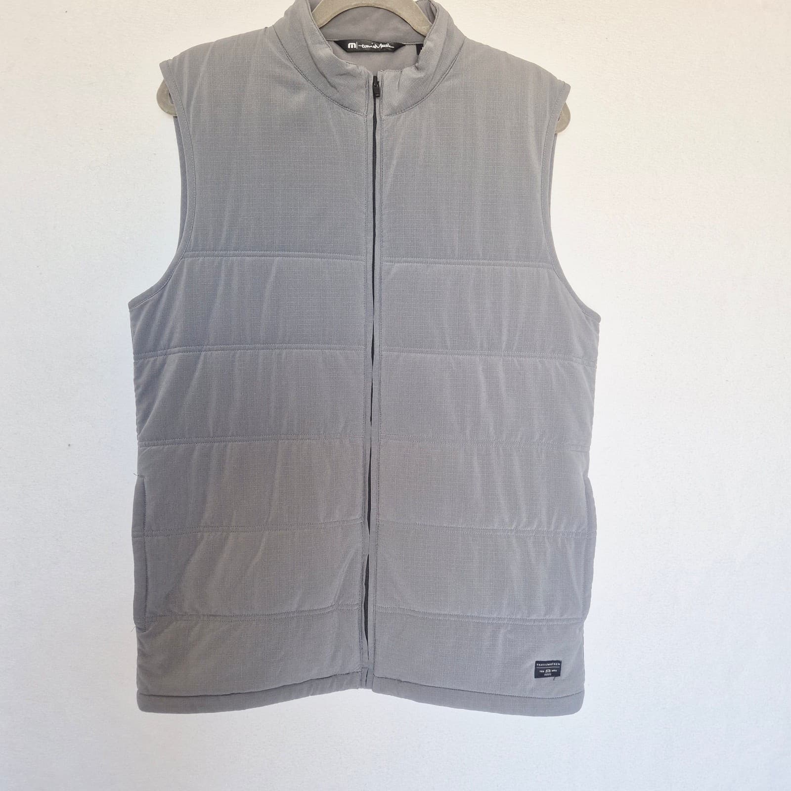 Travis Mathew Cold Bay Quilted Puffer Vest Full-Zip Pocket Heather Grey Men's M - Thumbnail 2