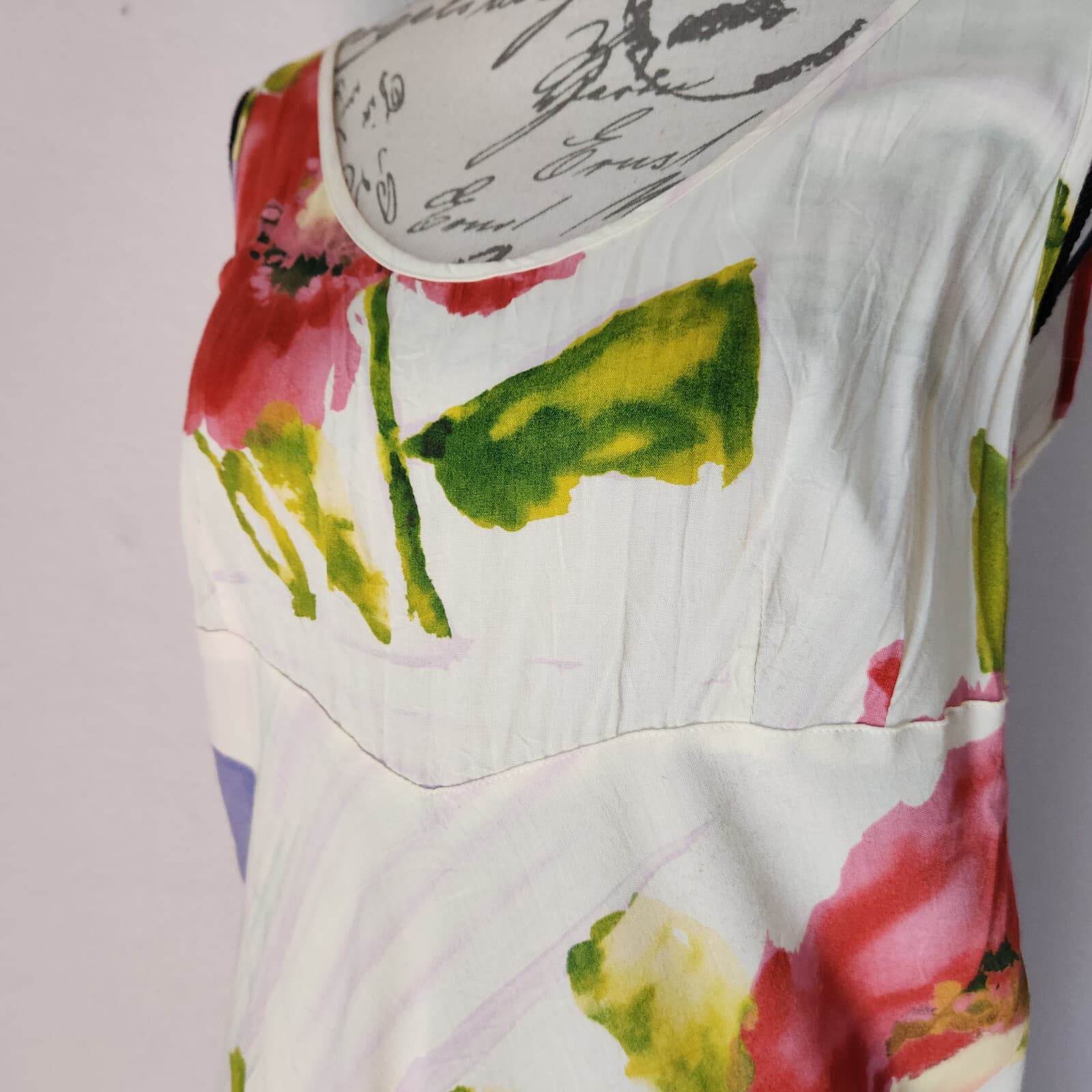 Jams World x Hula Moon Window Flower Hawaiian Dress V-Neck Sleeveless Rayon Sz.L - Thumbnail 3