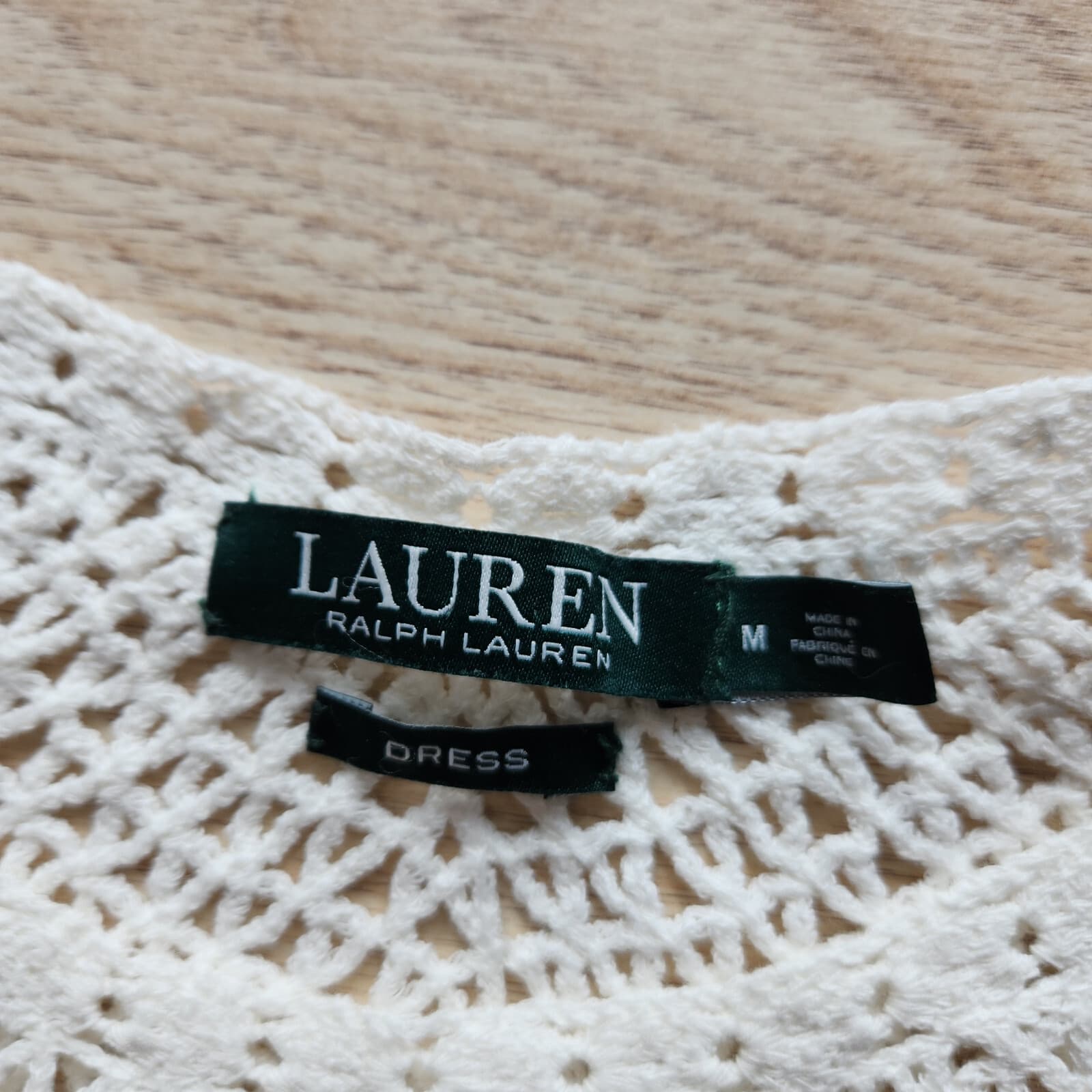 Lauren Ralph Lauren White Cotton Crochet Sheath Dress Lined Short Sleeve Sz.M - Thumbnail 11