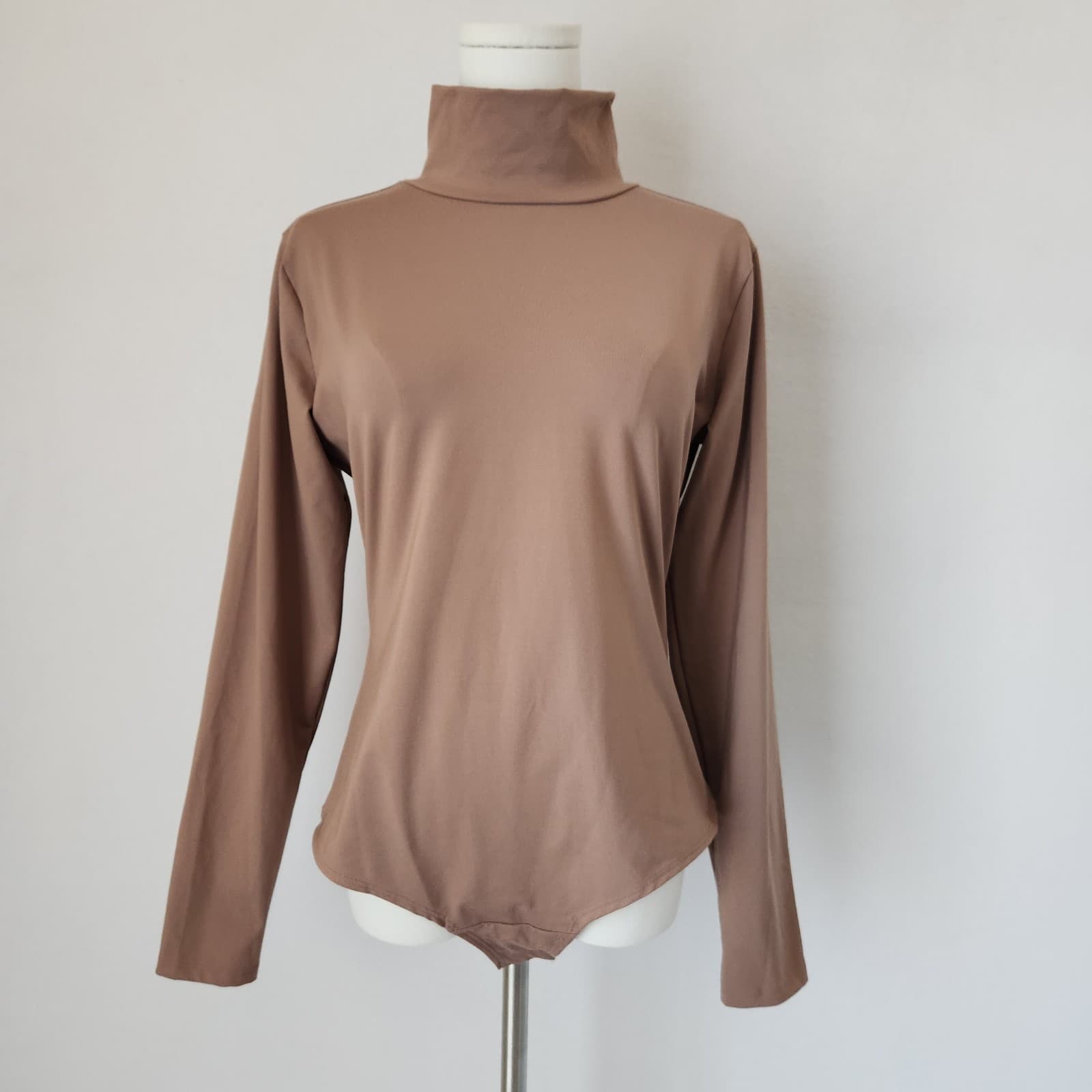 Spanx Suit Yourself Mock Neck Long Sleeve Bodysuit Snap Gusset Mauve Women's XL - Thumbnail 3