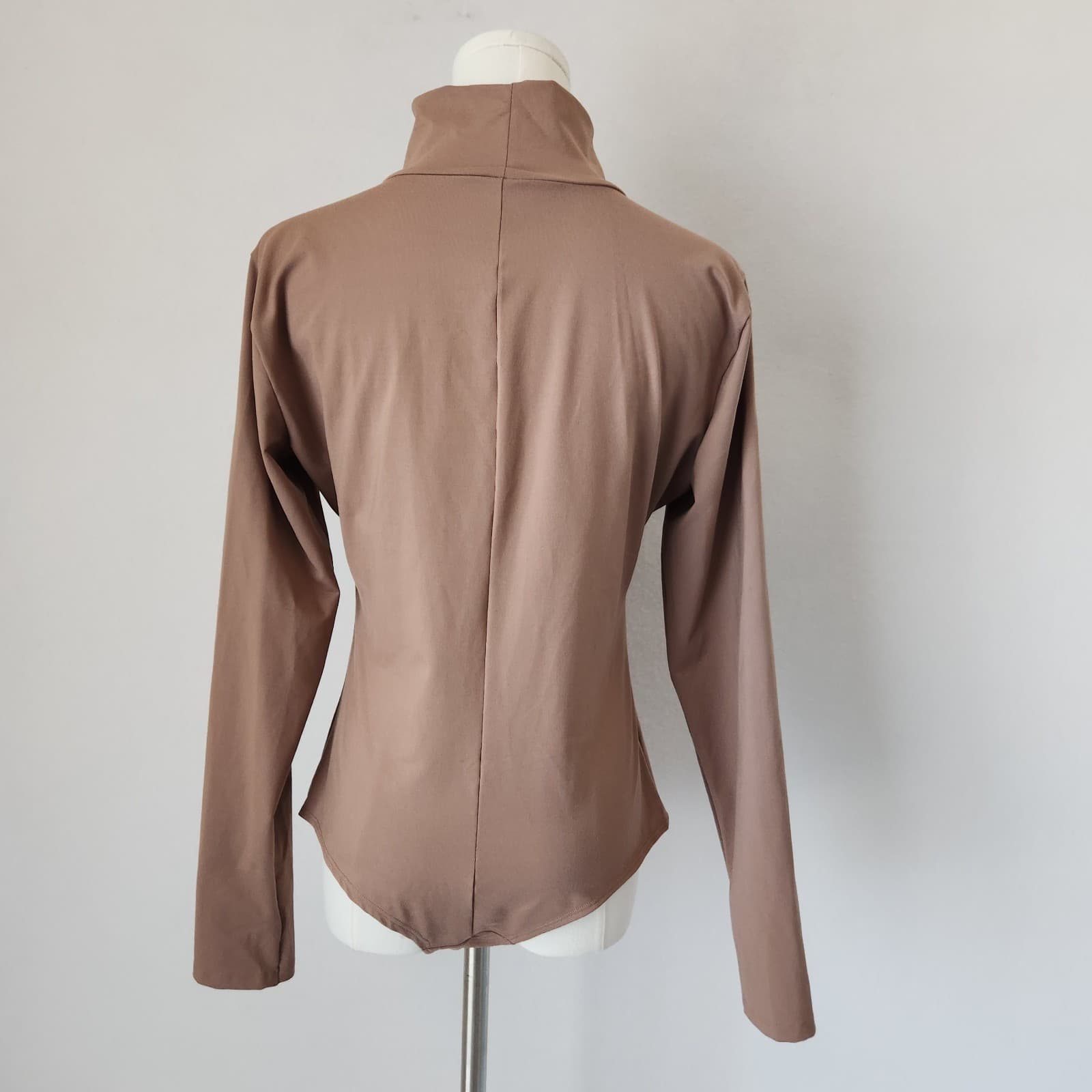 Spanx Suit Yourself Mock Neck Long Sleeve Bodysuit Snap Gusset Mauve Women's XL - Thumbnail 4