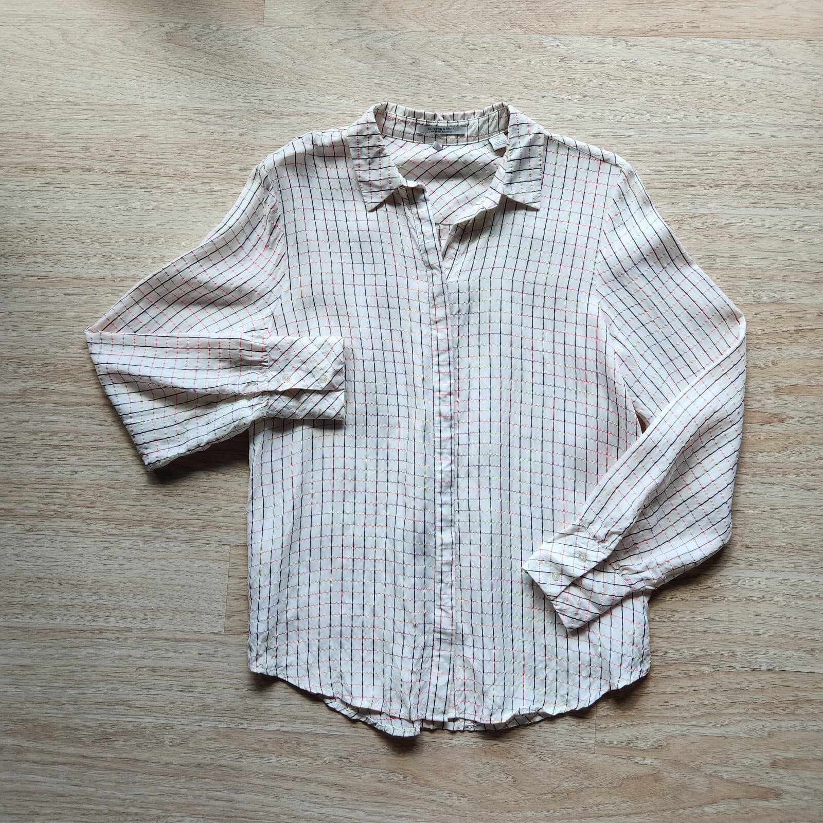 Scotch & Soda Maison Scotch Aloha Hula Check Tunic Shirt Button-Up White Women M - Thumbnail 5