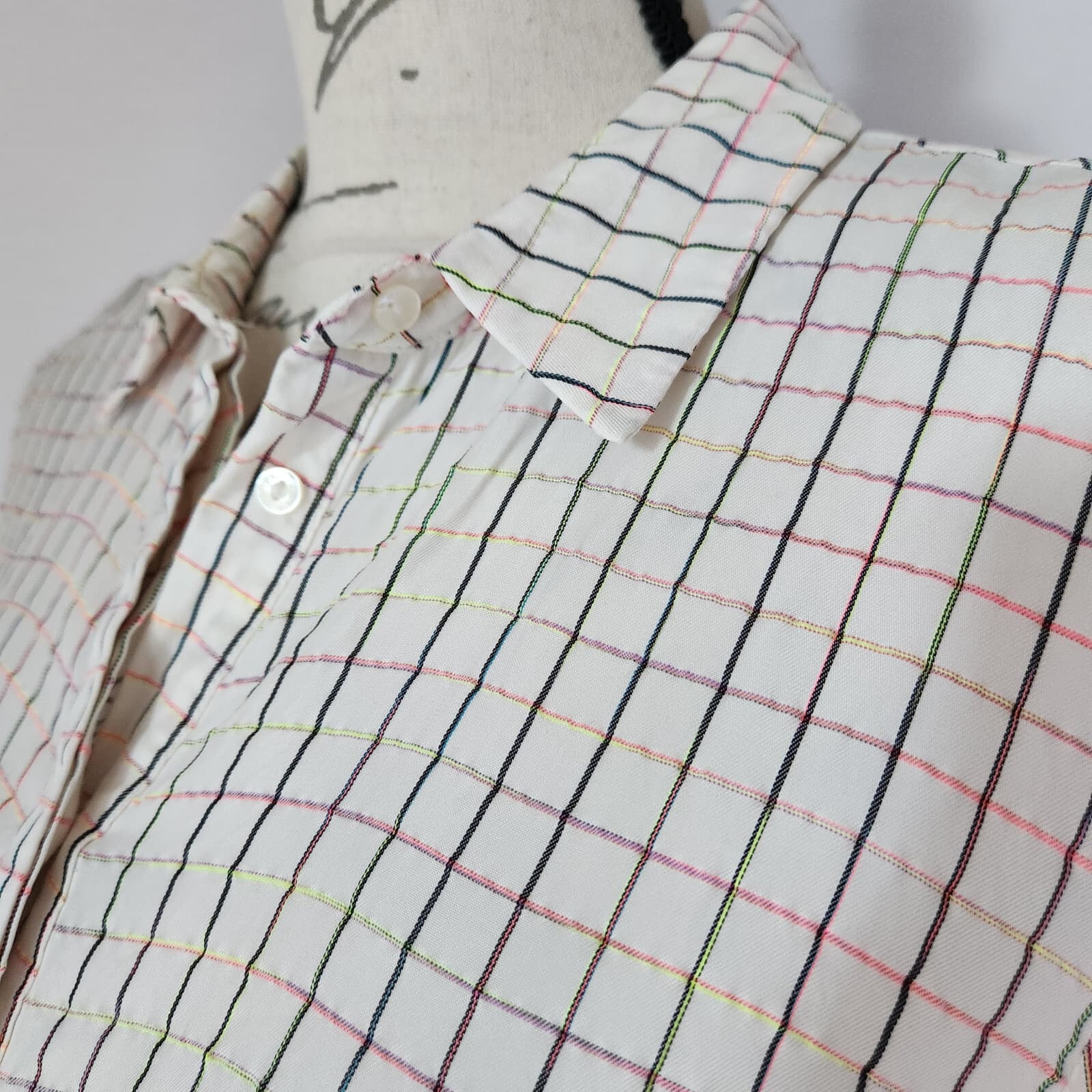 Scotch & Soda Maison Scotch Aloha Hula Check Tunic Shirt Button-Up White Women M - Thumbnail 3