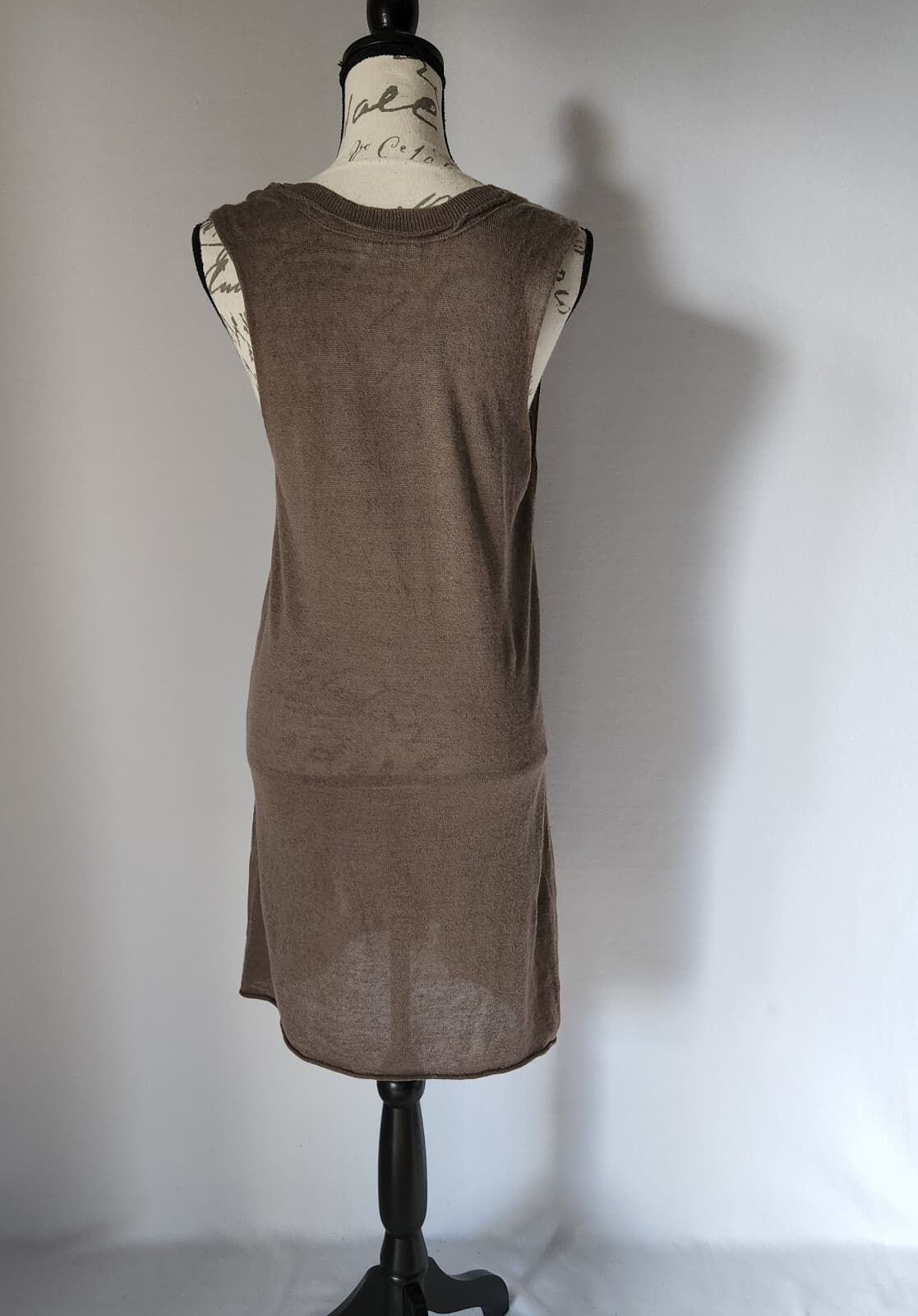Bryn Walker Linen Cotton Blend Tunic Knit Top Sleeveless Scoopneck Brown Women M - Thumbnail 4
