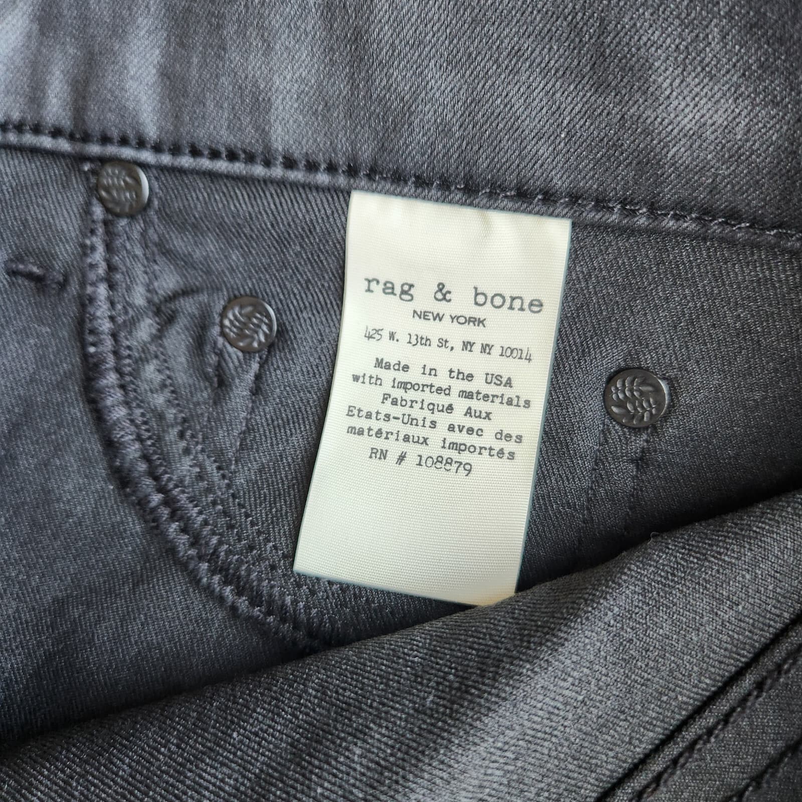 NWT Rag & Bone $187 Shoreditch Black Zip-Ankle Skinny Jeans High Rise Women's 31 - Thumbnail 10