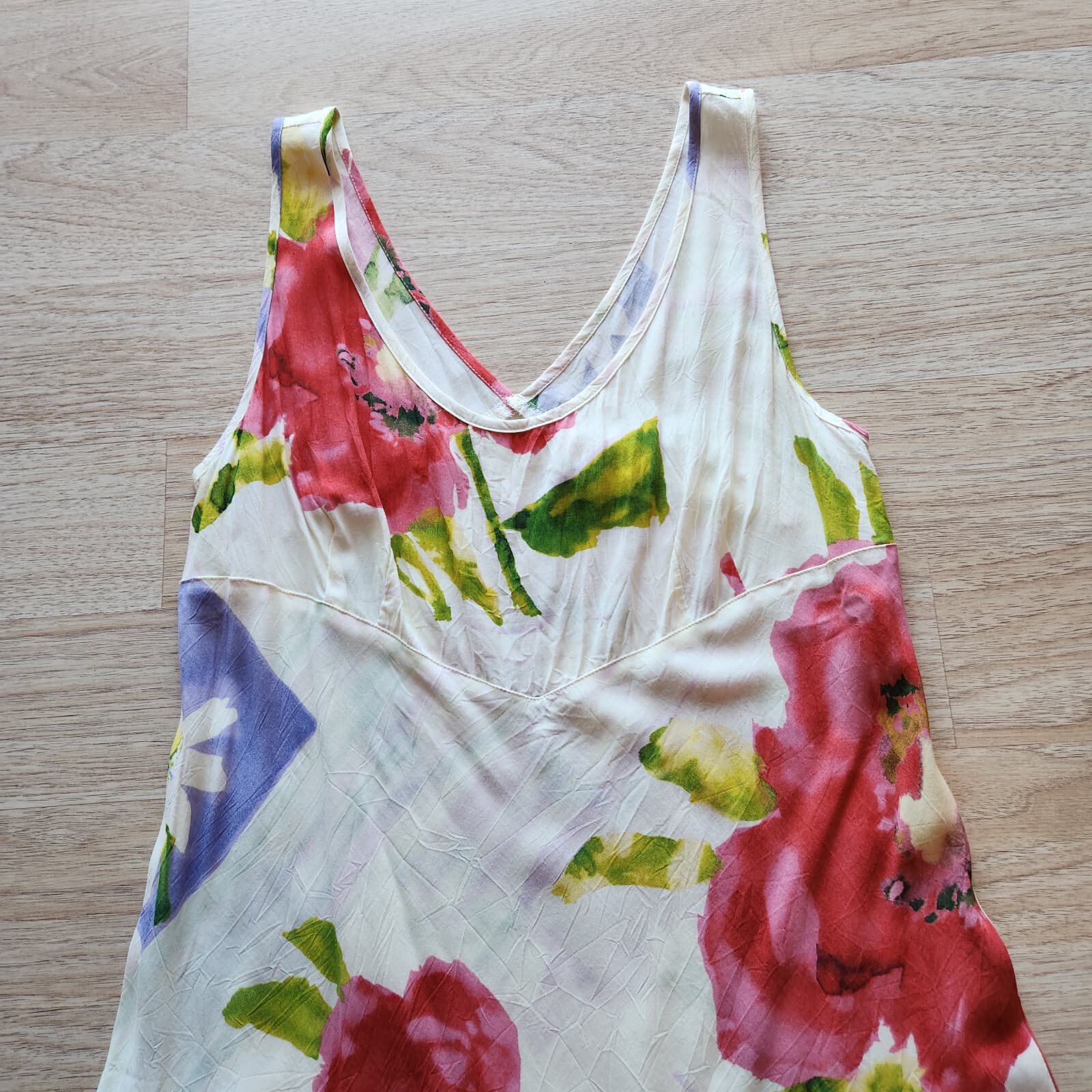 Jams World x Hula Moon Window Flower Hawaiian Dress V-Neck Sleeveless Rayon Sz.L - Thumbnail 7