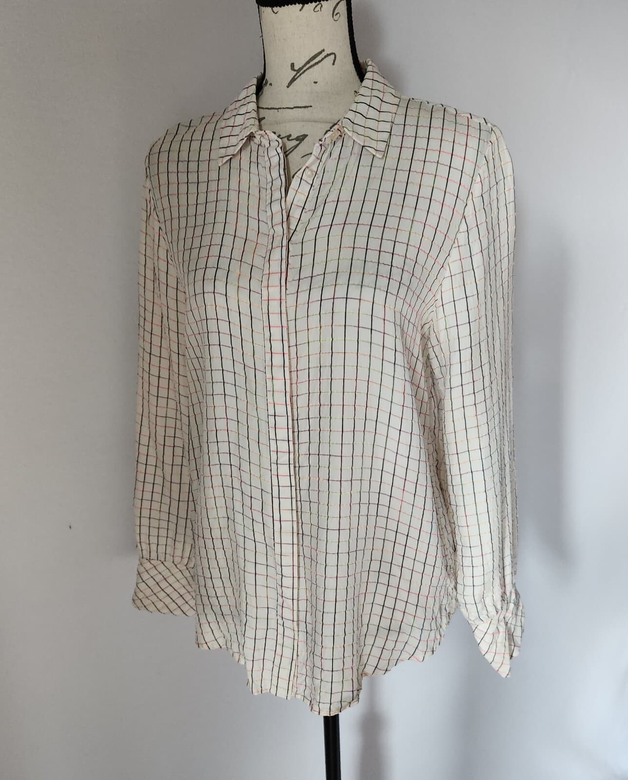 Scotch & Soda Maison Scotch Aloha Hula Check Tunic Shirt Button-Up White Women M - Thumbnail 2