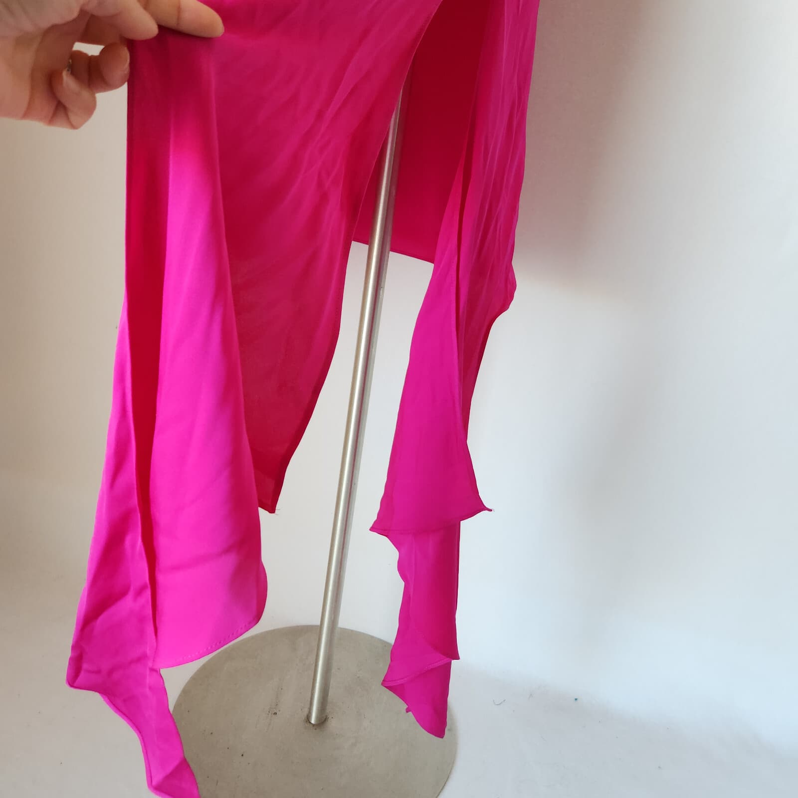 NWT MILLY Chiara Silk Shift Dress Asymmetric Tie-Hem Sleeveless Pink Magen Sz.6 - Thumbnail 7