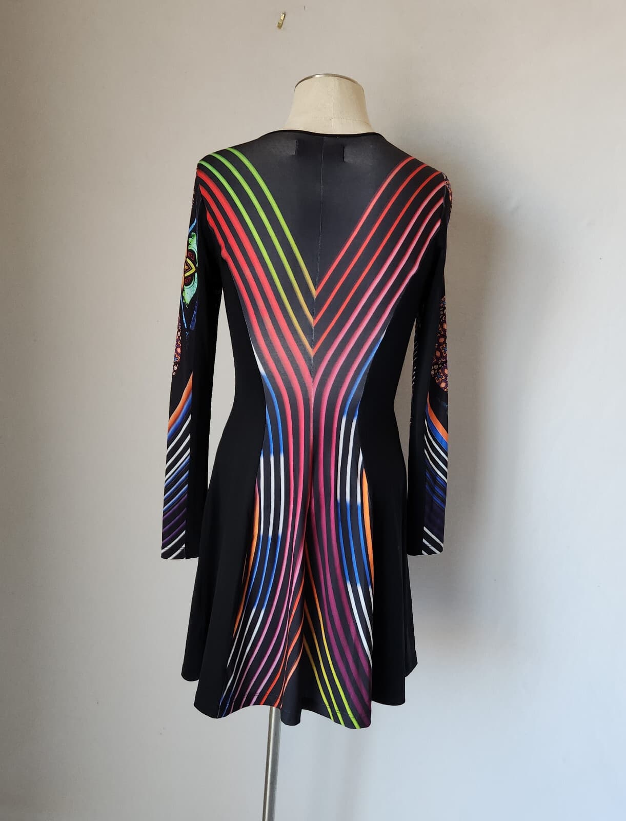 Clover Canyon Stained Glass Printed Mini Dress Long Sleeve Knit Multicolor Sz.XS - Thumbnail 4