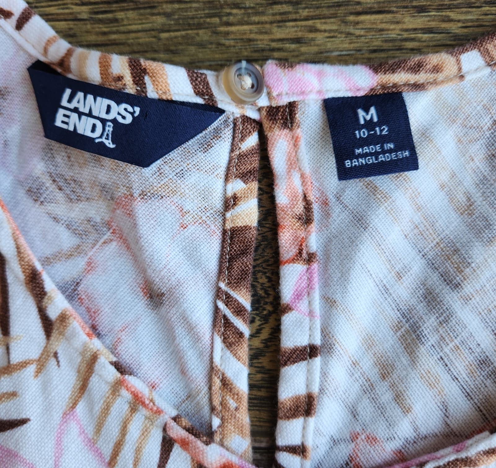 Lands' End Linen Tropical Floral Resort Dress Sleeveless Pocket Multicolor Sz.M - Thumbnail 10