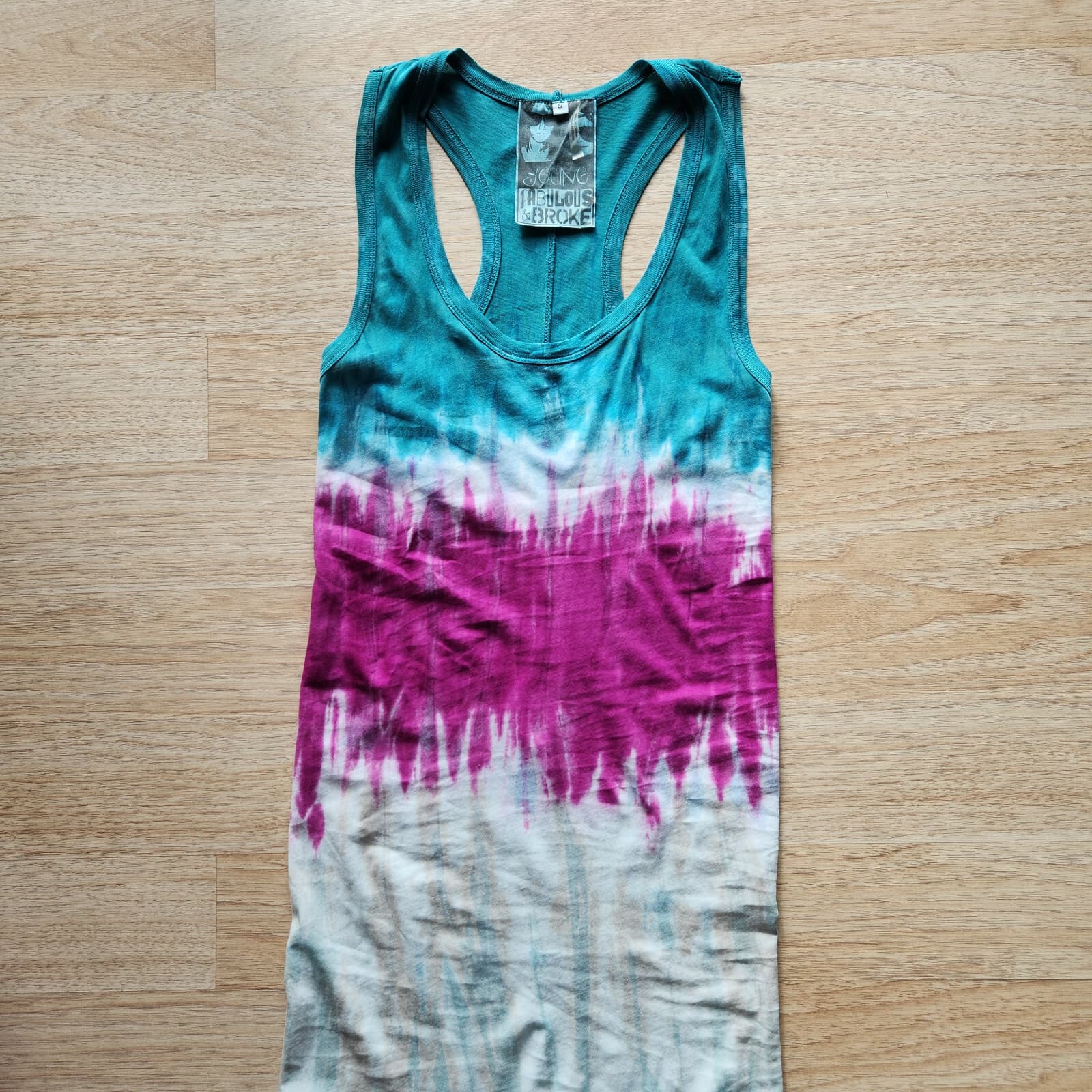 Young Fabulous & Broke Tie Dye Maxi Tank Dress Sleeveless Multicolor Cotton Sz.S - Thumbnail 7