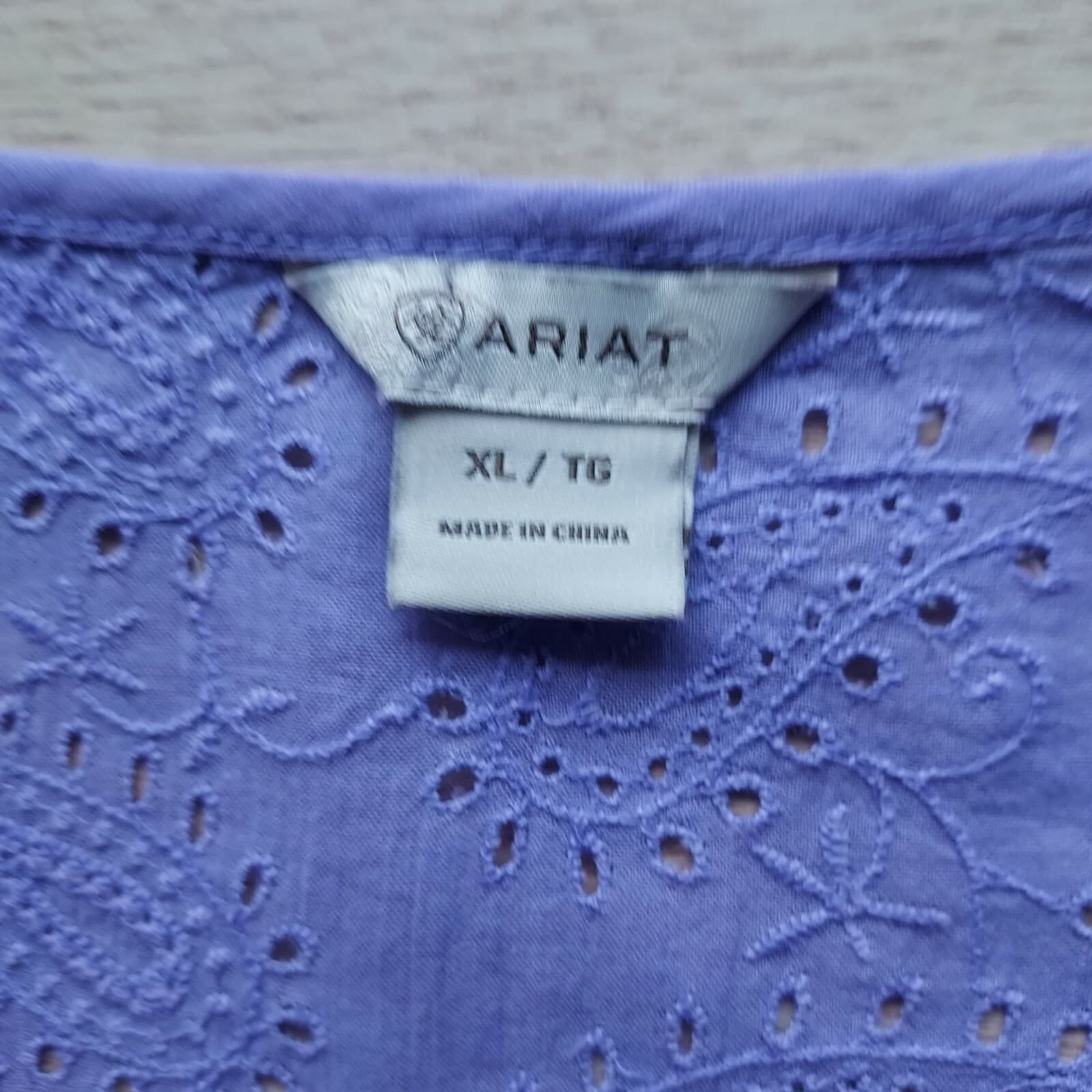 ARIAT Knit-Lace Tunic Top 3/4 Sleeve 1/4 Button Purple Cotton Blend Women XL - Thumbnail 7