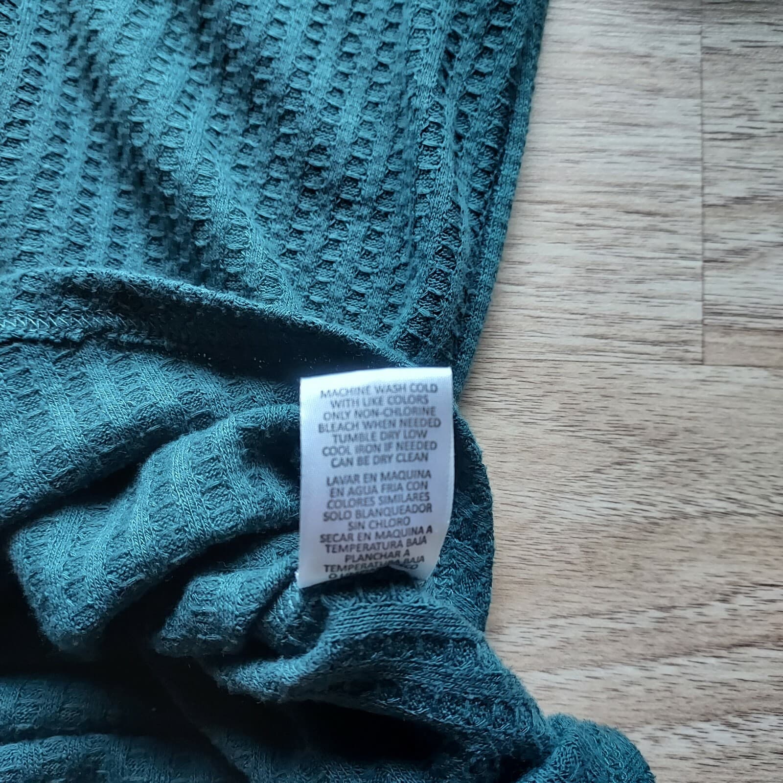 Chaser Waffle Knit Thermal Tunic Top Long Sleeve Scoop Neck Green Women XL - Thumbnail 12