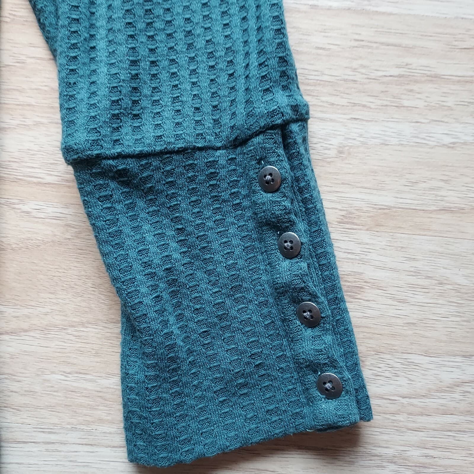 Chaser Waffle Knit Thermal Tunic Top Long Sleeve Scoop Neck Green Women XL - Thumbnail 9