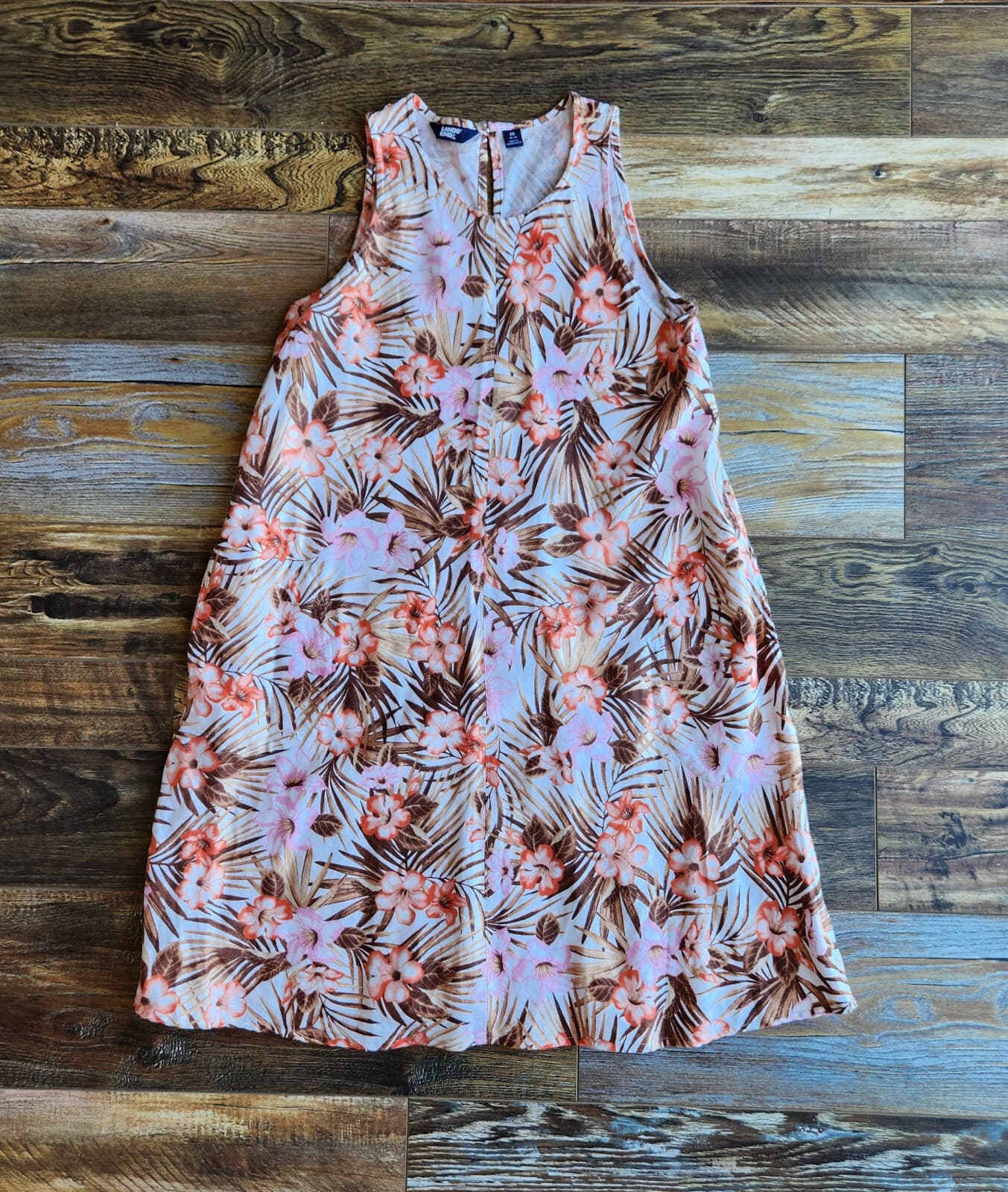 Lands' End Linen Tropical Floral Resort Dress Sleeveless Pocket Multicolor Sz.M - Thumbnail 7