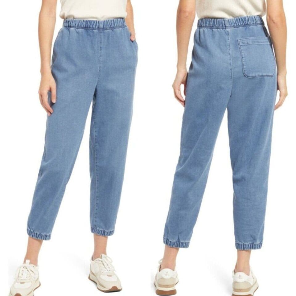 NWT Madewell Sweatpant Jogger Jeans Slouchy Relaxed Elastic Waist Blue Women XXL - Thumbnail 4