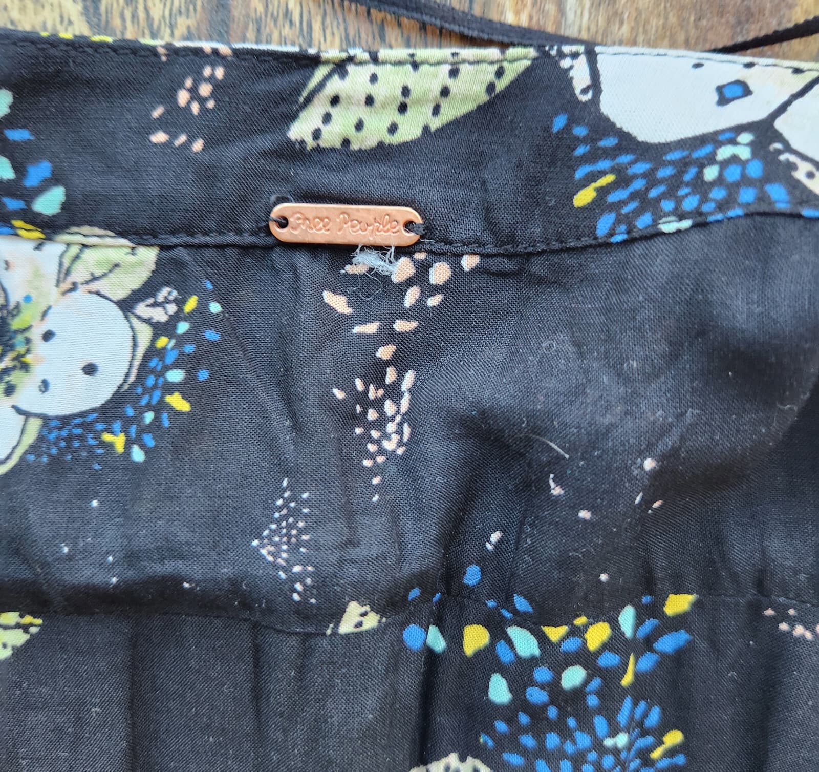 NWoT Free People Tuscan Dreams Gathered Waist Top Long Sleeve Floral Black S/M - Thumbnail 9