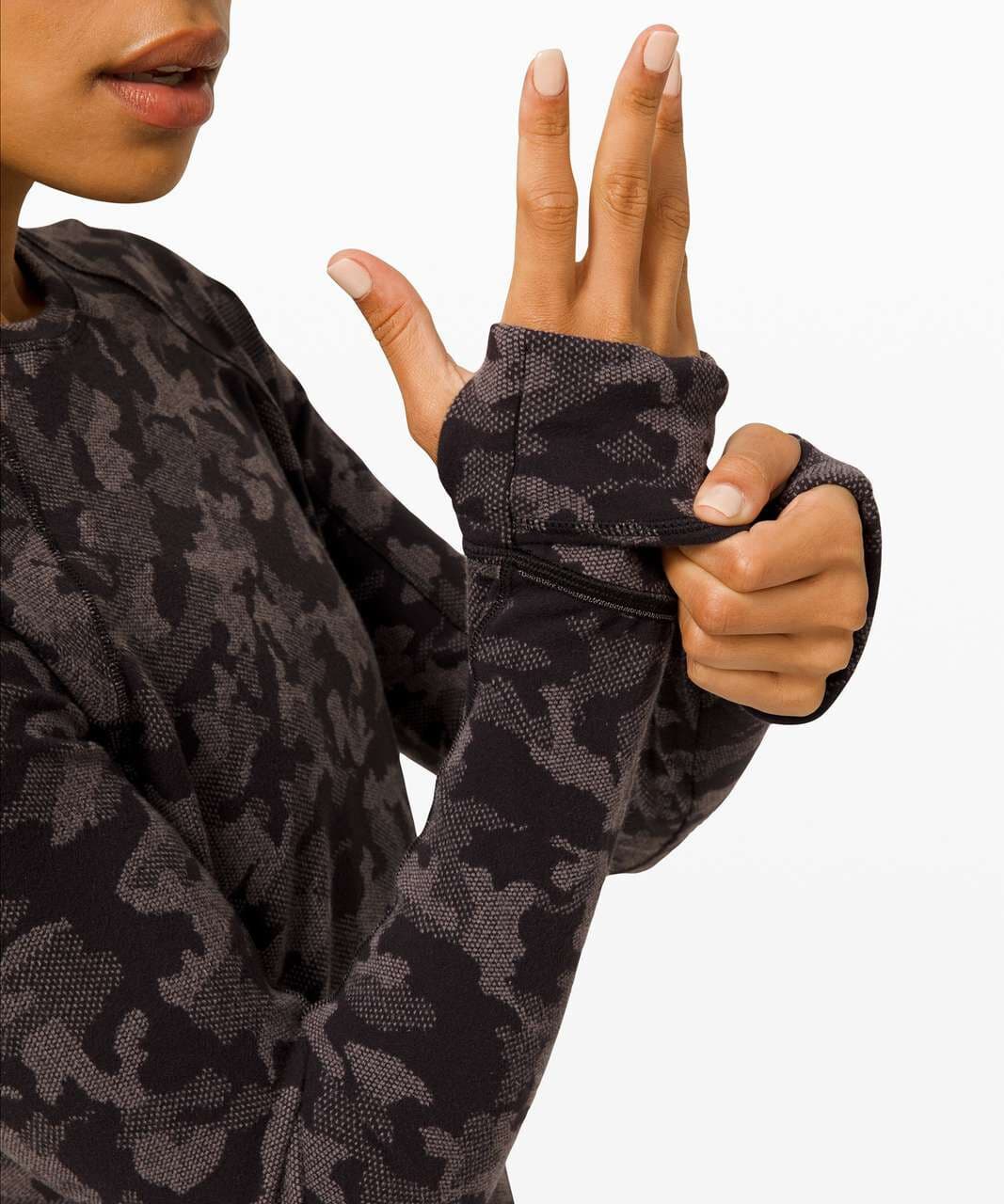 Lululemon Runderful Long Sleeve Heritage Camo Jacquard Black Lunar Rock Womens 4 - Thumbnail 7