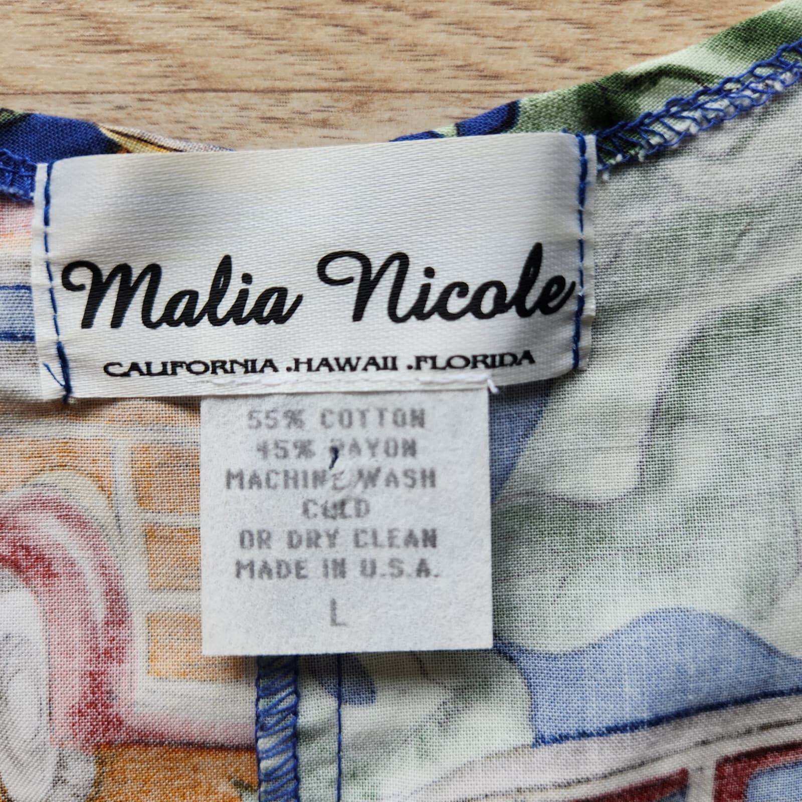 Malia Nicole Holiday Tropical Hawaii Shift Dress Sleeveless Cotton Blend Sz.L - Thumbnail 6