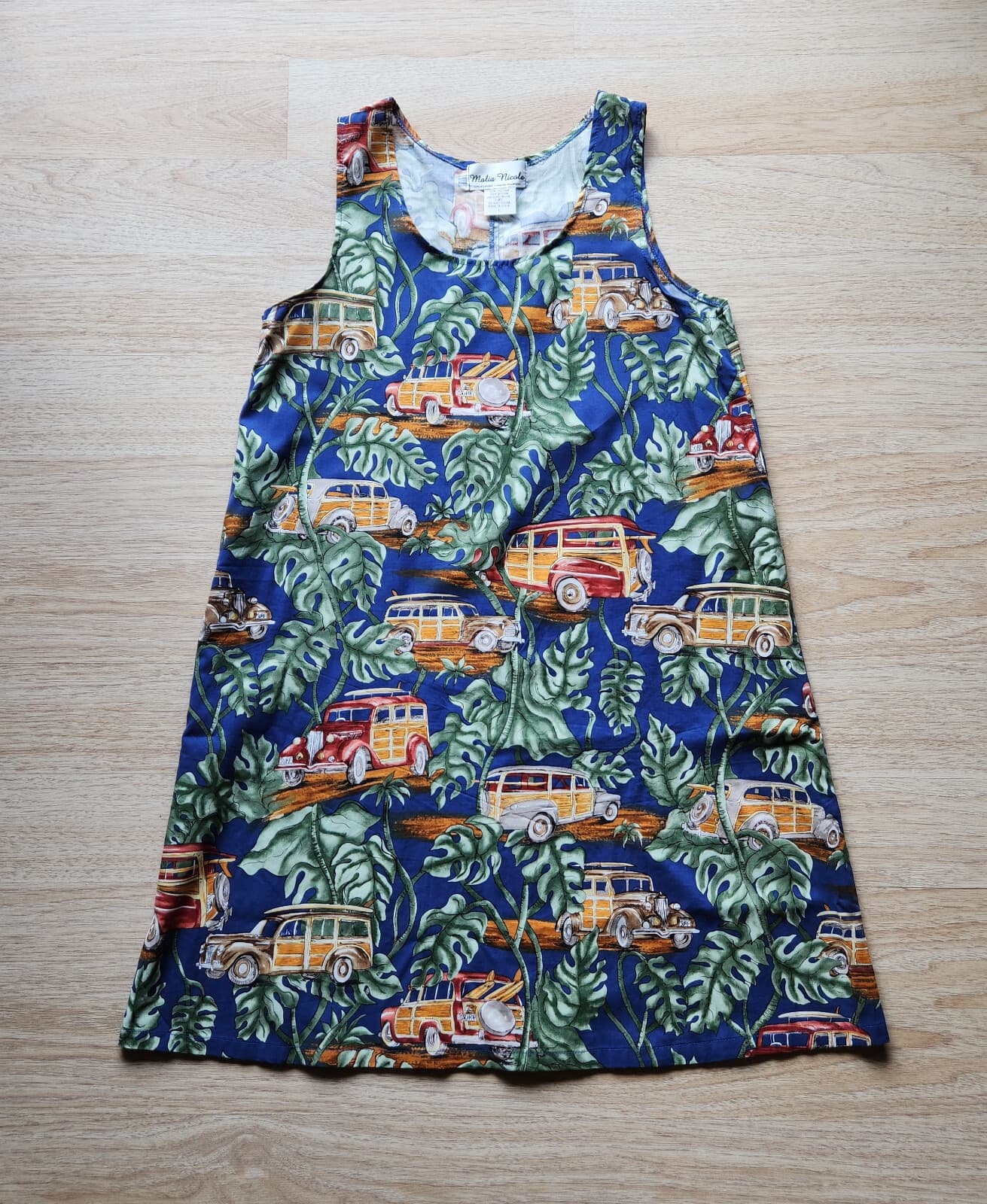 Malia Nicole Holiday Tropical Hawaii Shift Dress Sleeveless Cotton Blend Sz.L - Thumbnail 3