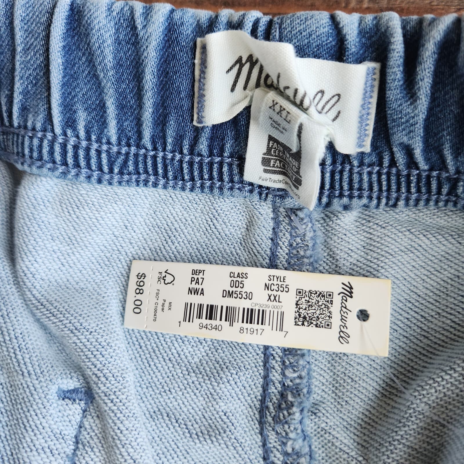 NWT Madewell Sweatpant Jogger Jeans Slouchy Relaxed Elastic Waist Blue Women XXL - Thumbnail 8