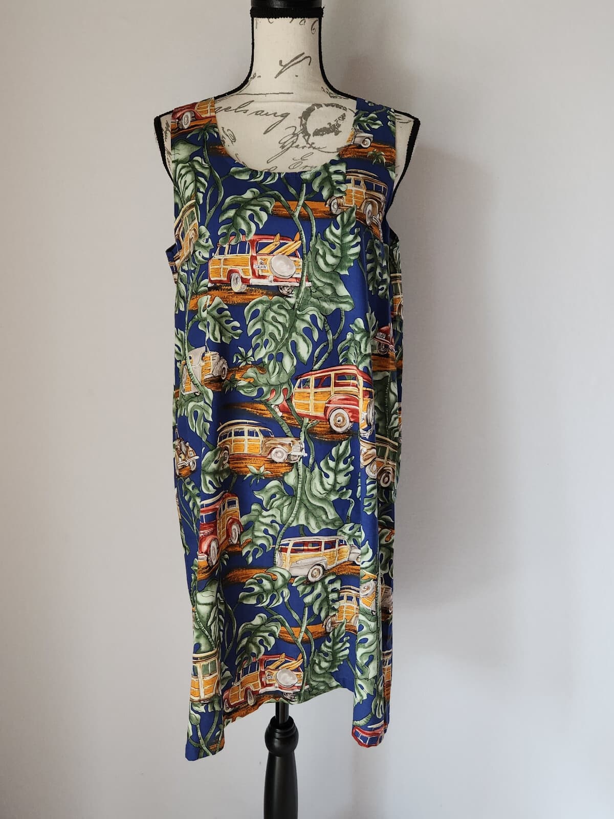 Malia Nicole Holiday Tropical Hawaii Shift Dress Sleeveless Cotton Blend Sz.L - Thumbnail 2