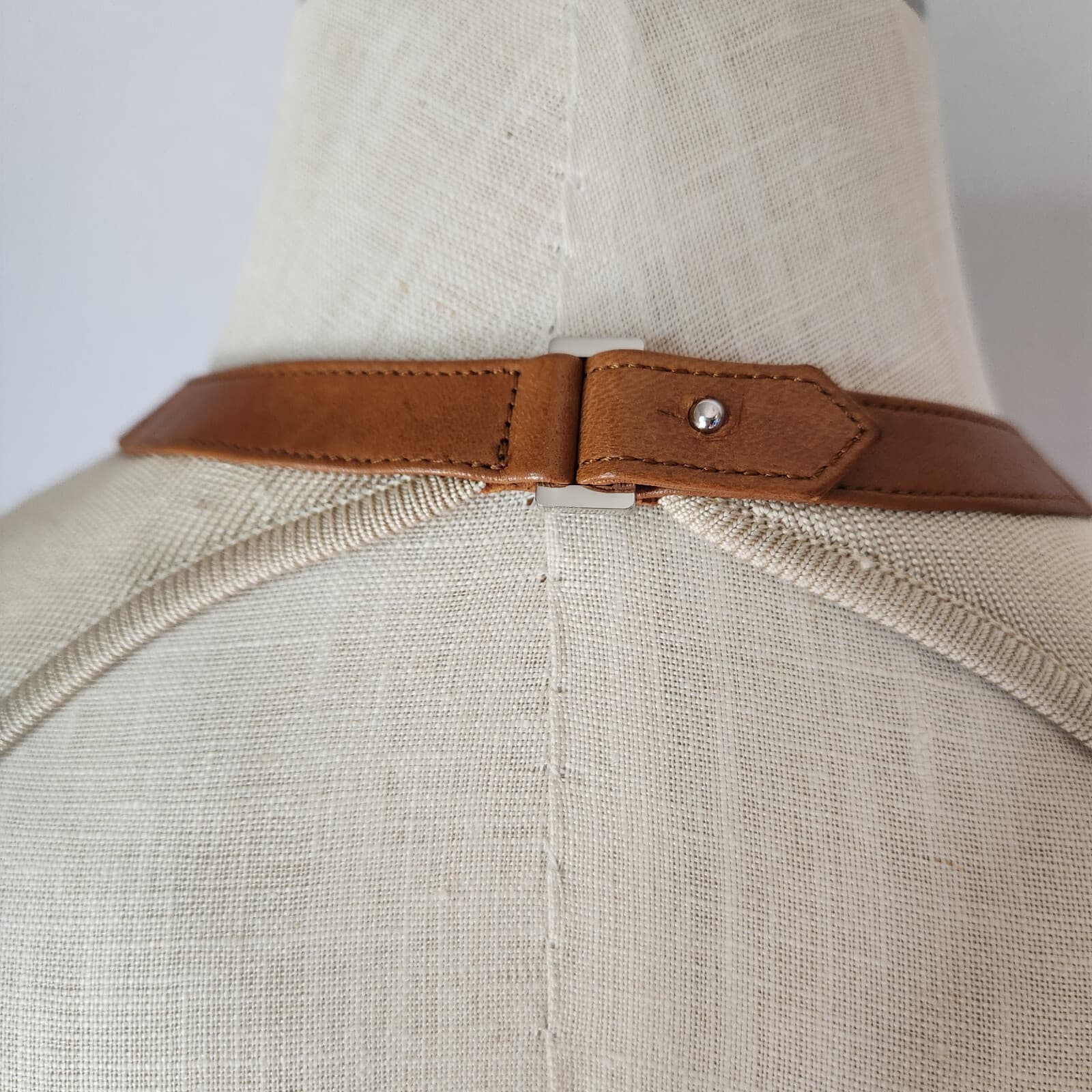 Ralph Lauren Black Label Silk Leather Trim Top Crew-Neck 3/4 Sleeve Beige Sz.S - Thumbnail 6
