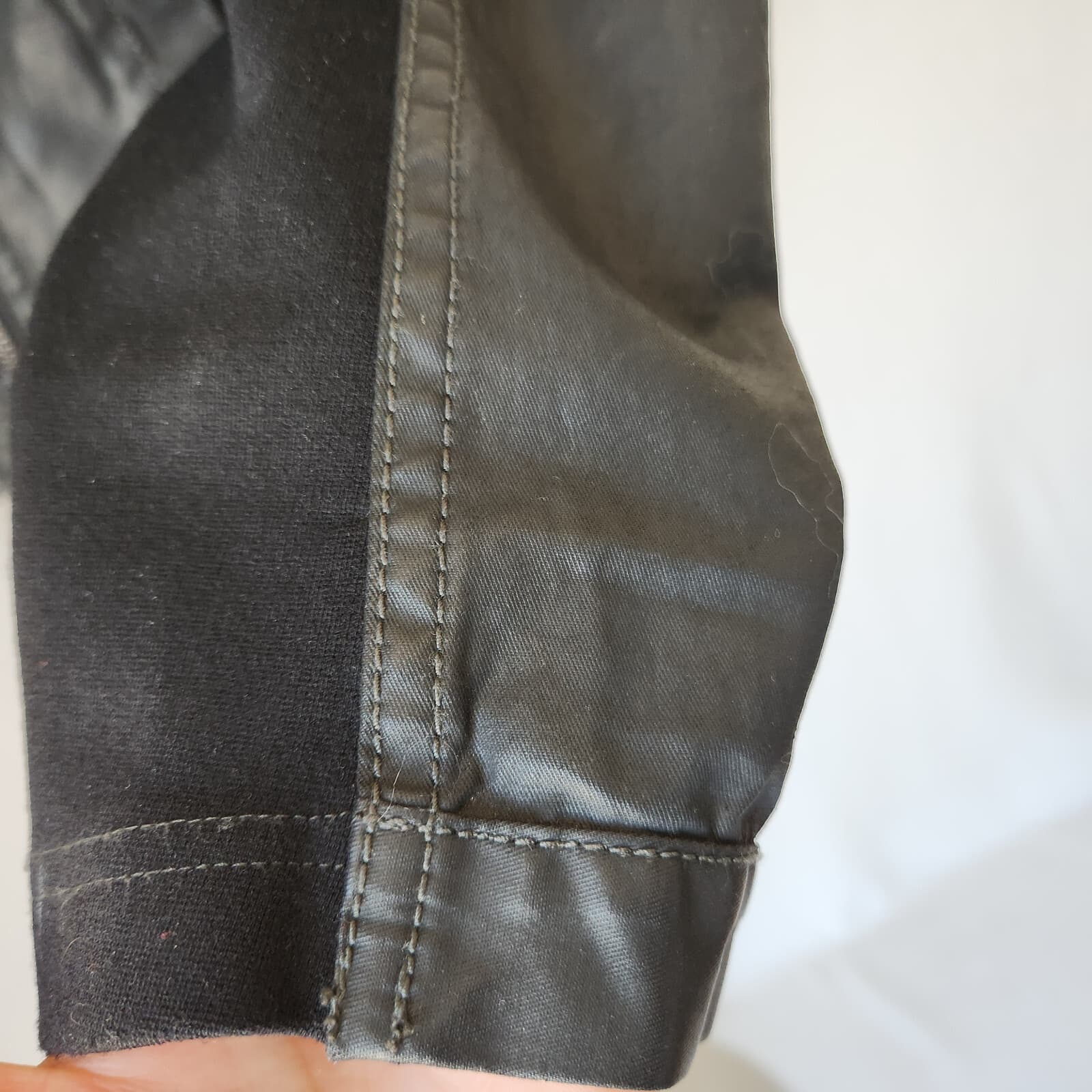 EILEEN FISHER Moto Jacket Asymmetrical-Zip Coated Cotton Resins Stretch Black XS - Thumbnail 5