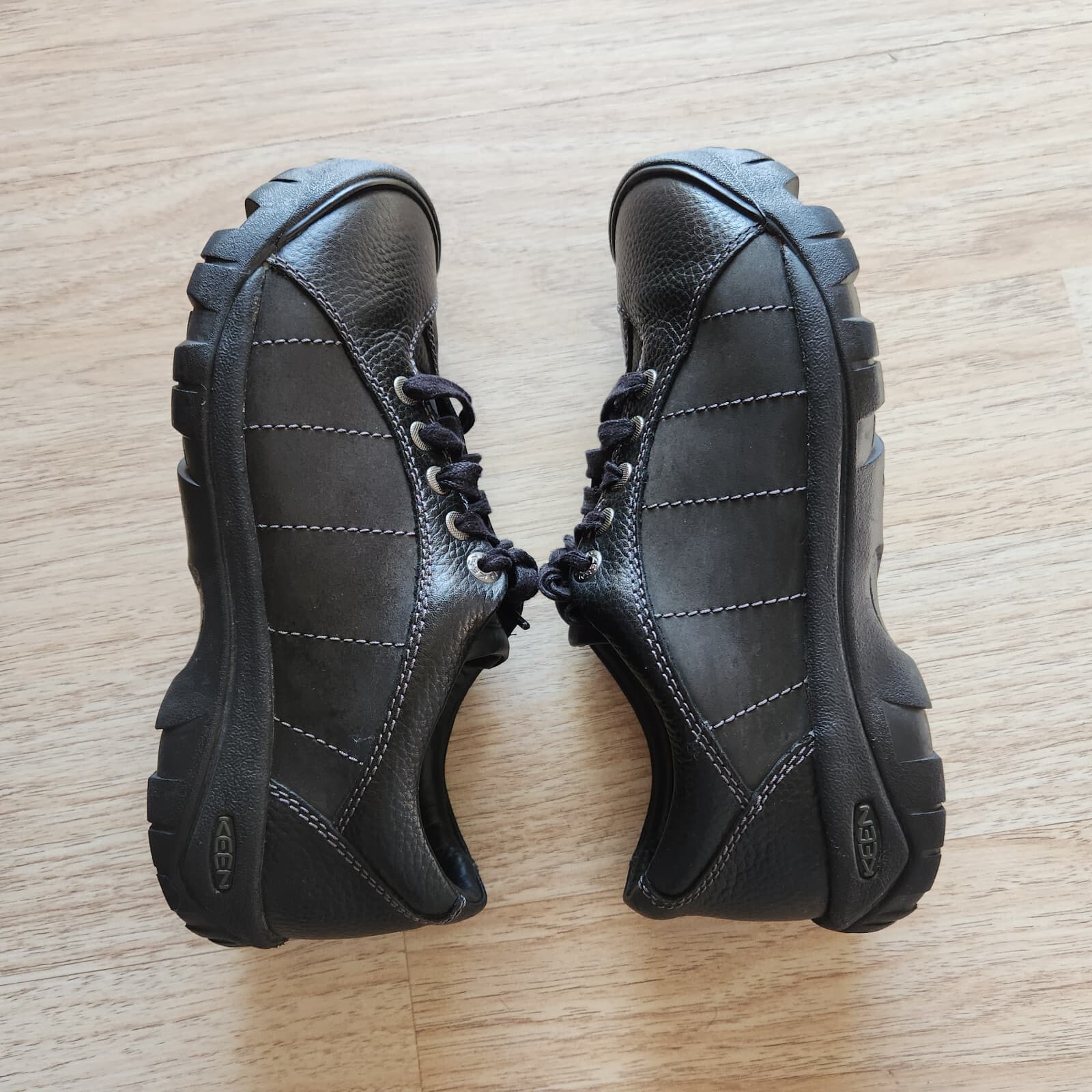Keen Presidio Leather Hiking Walking Comfort Sneakers Lace Up Black Women US6.5 - Thumbnail 4